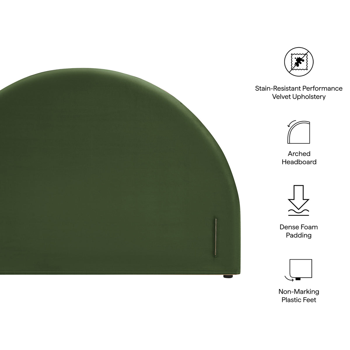 Resort King Size Stain-Resistant Performance Velvet Arched Headboard - Moss Green
