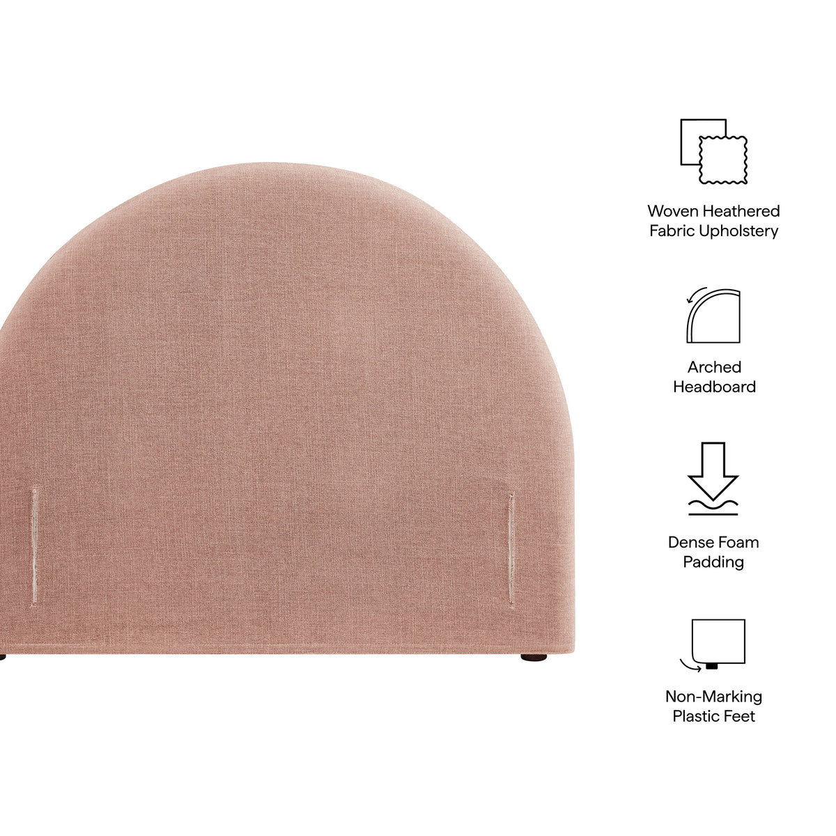 Resort Twin Size Upholstered Fabric Arched Headboard - Blush
