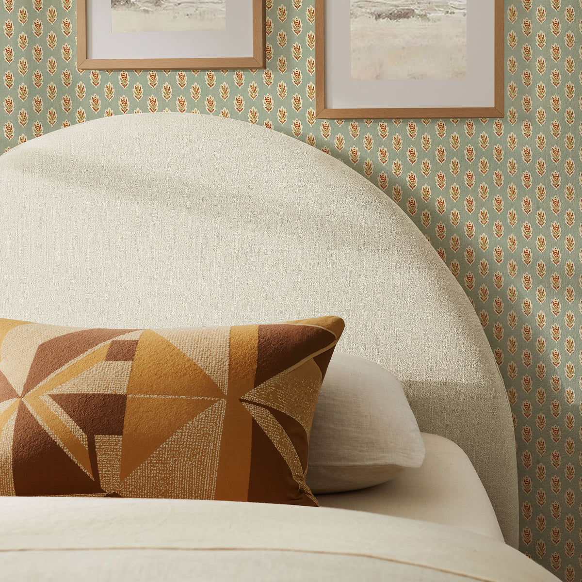 Resort Twin Size Upholstered Fabric Arched Headboard - Ecru