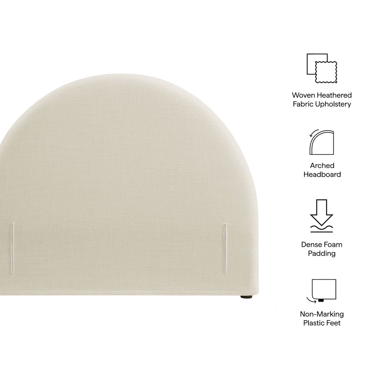 Resort Twin Size Upholstered Fabric Arched Headboard - Ecru