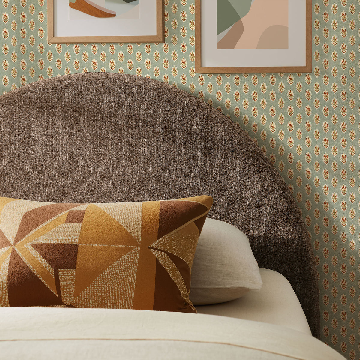 Resort Twin Size Upholstered Fabric Arched Headboard - Mocha