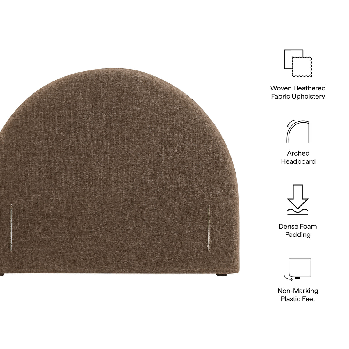 Resort Twin Size Upholstered Fabric Arched Headboard - Mocha