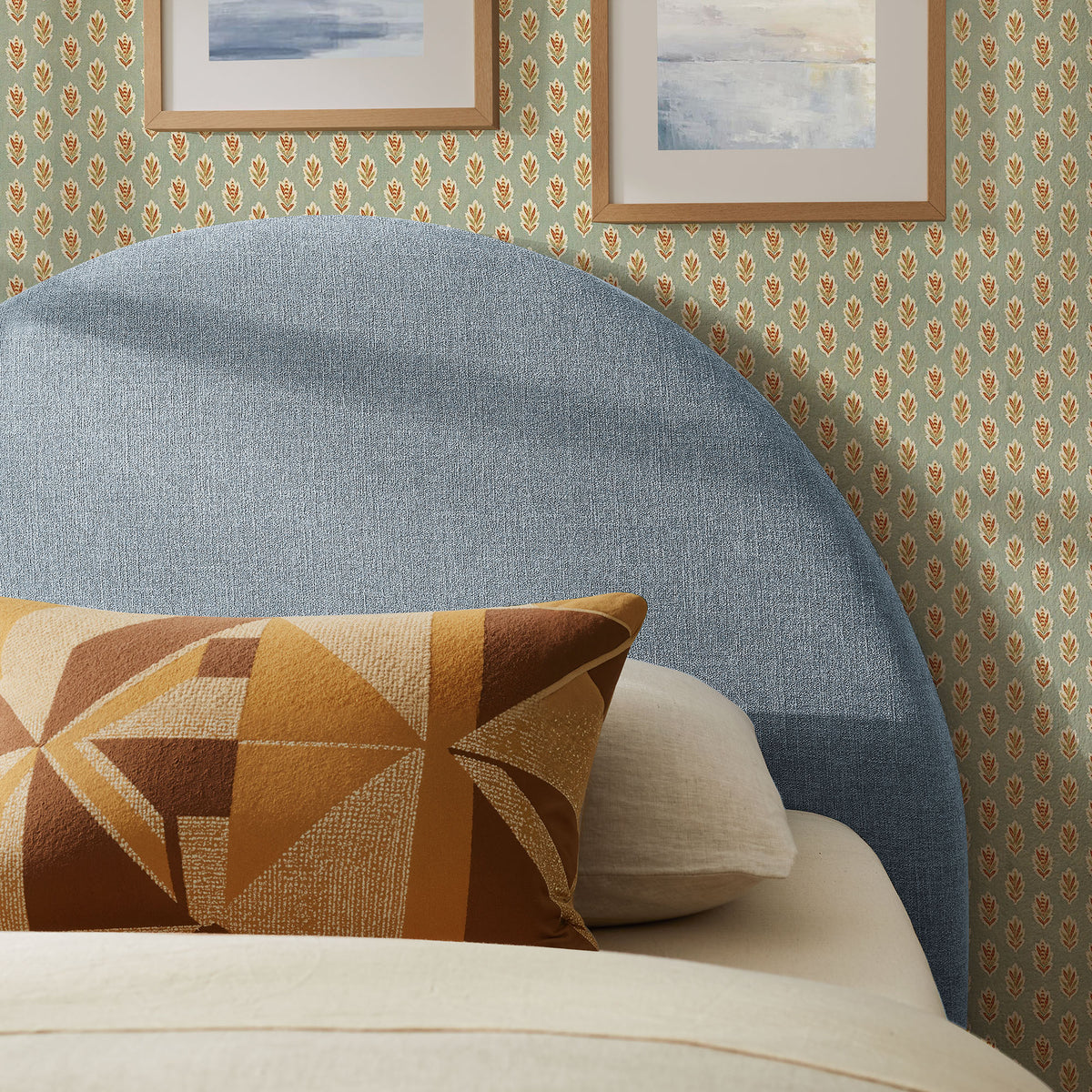Resort Twin Size Upholstered Fabric Arched Headboard - Sky