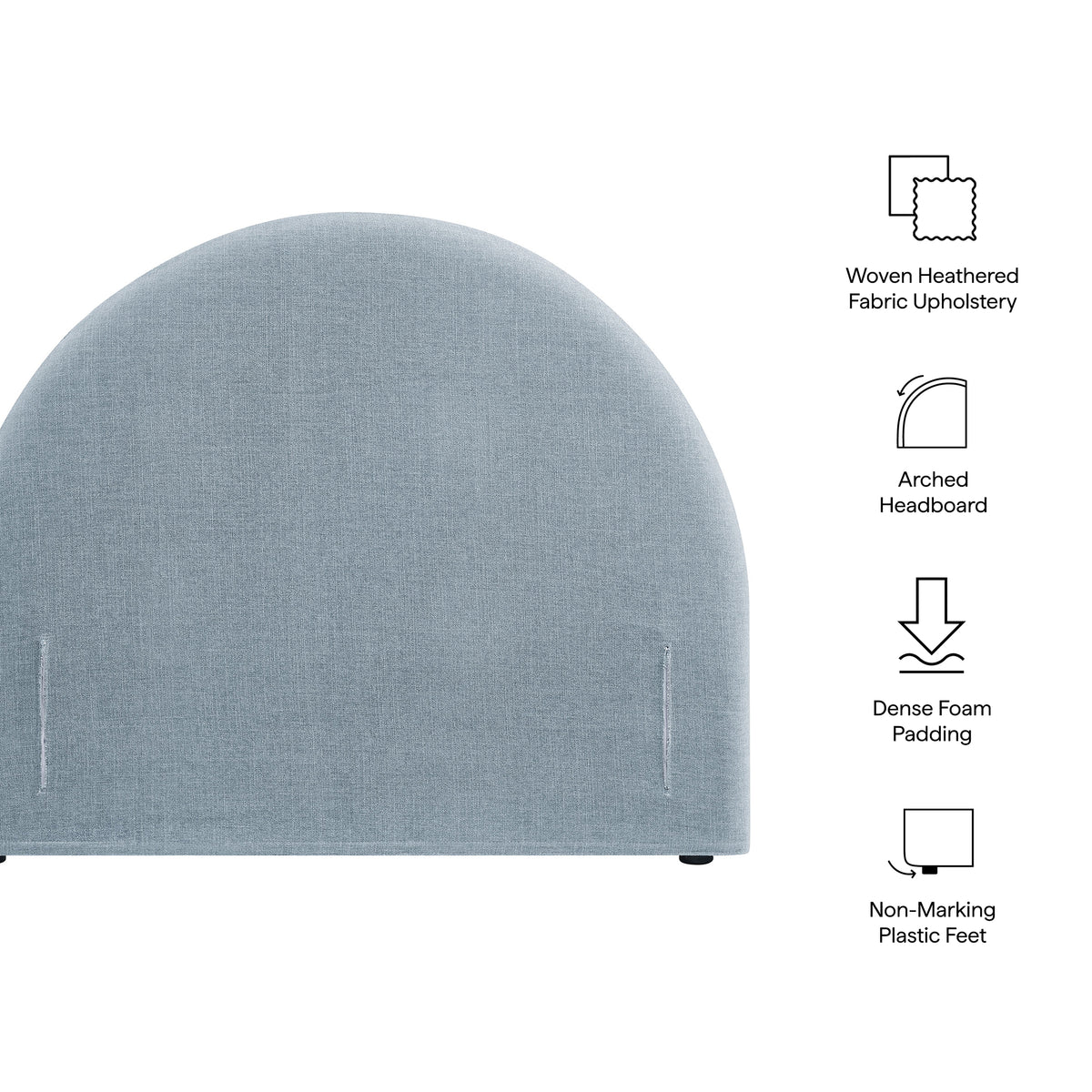 Resort Twin Size Upholstered Fabric Arched Headboard - Sky