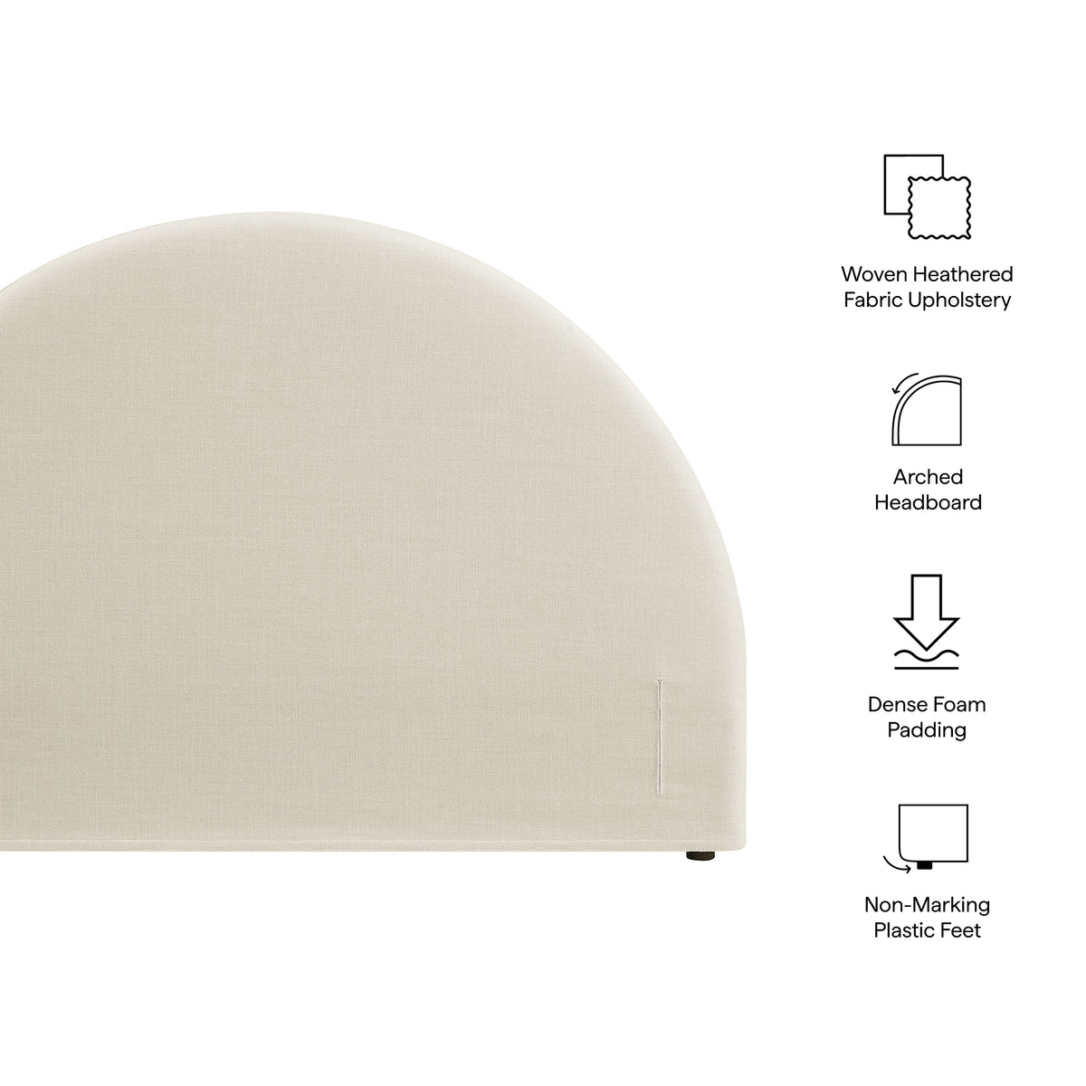 Resort Full Size Upholstered Fabric Arched Headboard - Ecru