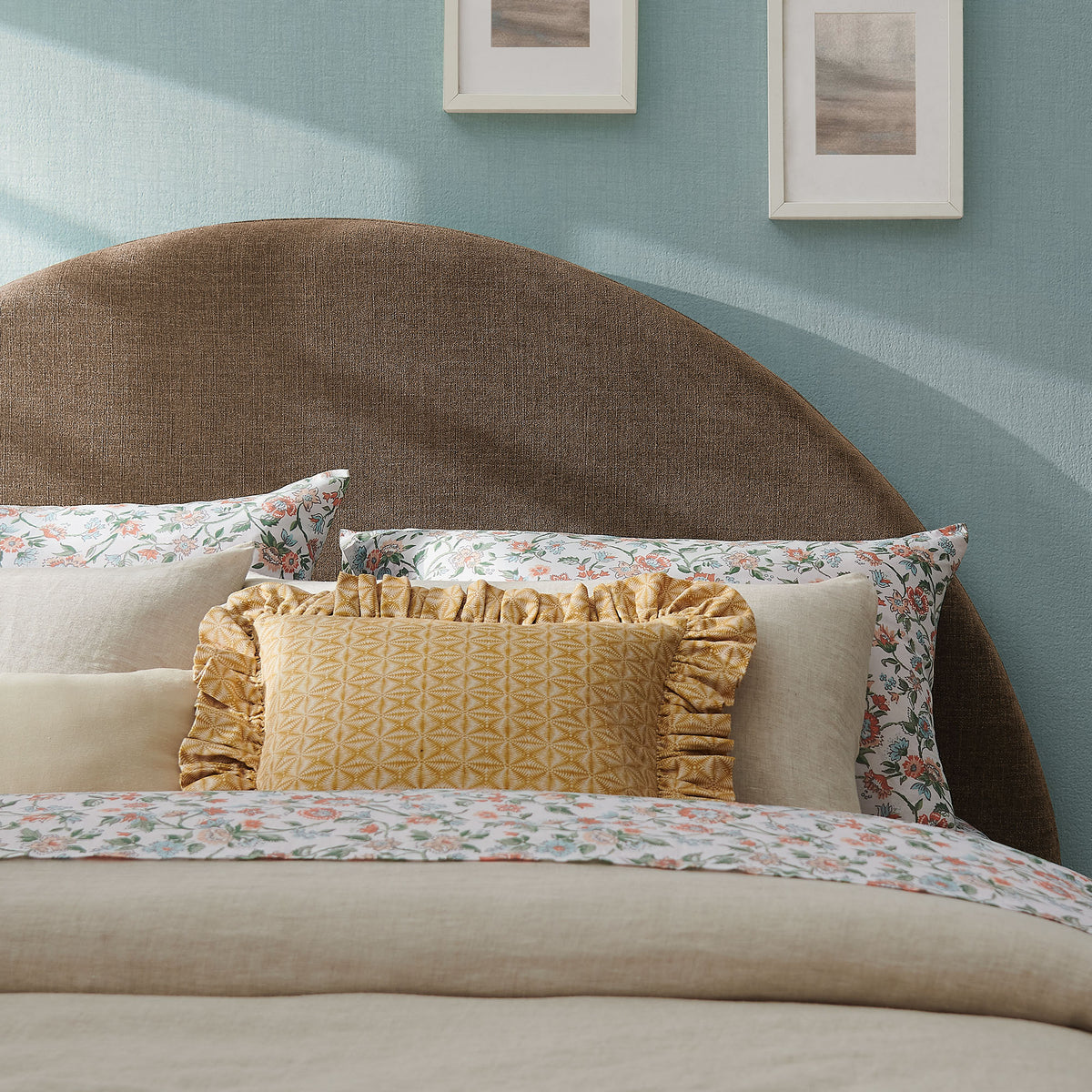 Resort Full Size Upholstered Fabric Arched Headboard - Mocha