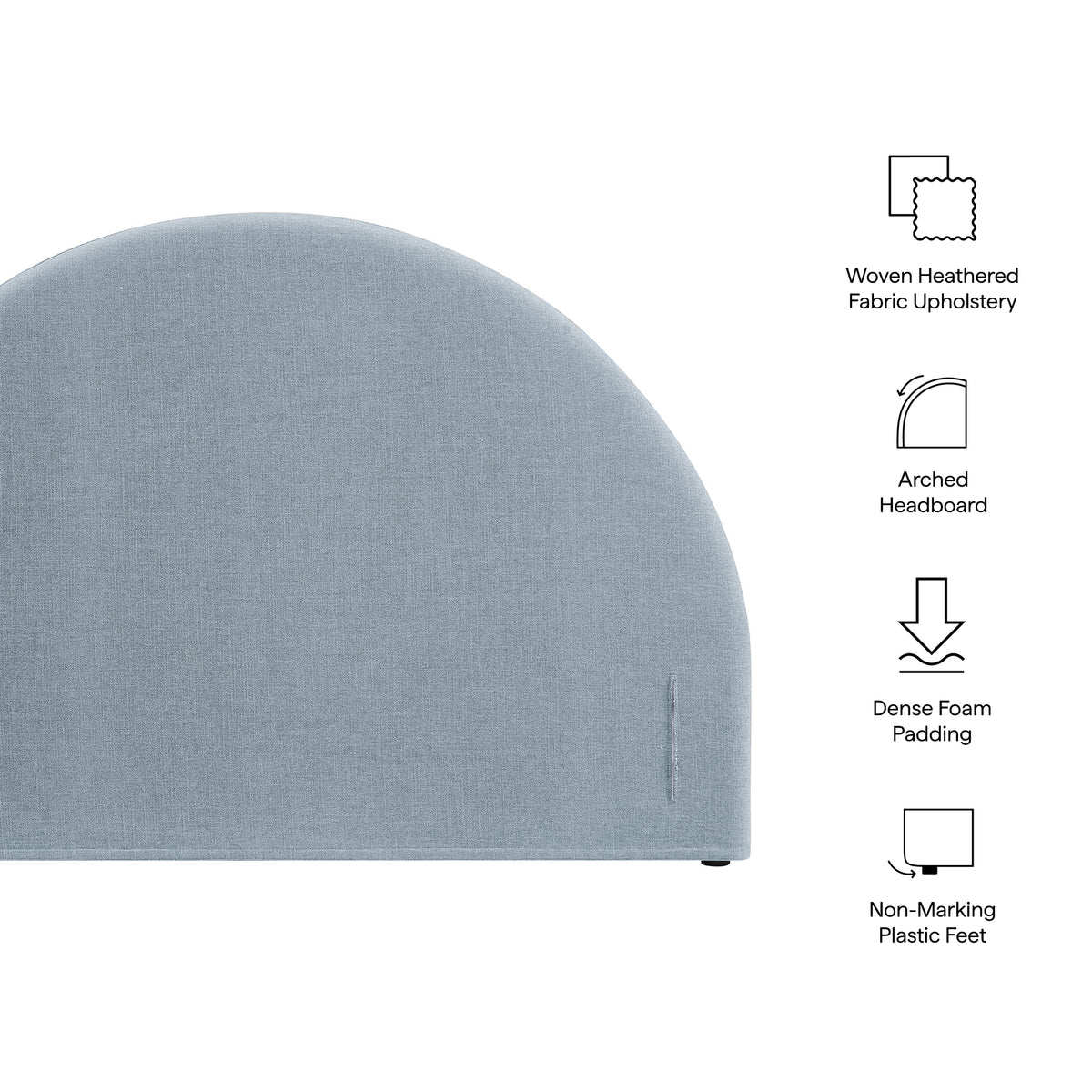 Resort Queen Size Upholstered Fabric Arched Headboard - Sky