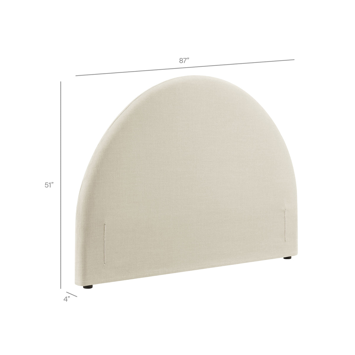Resort King Size Upholstered Fabric Arched Headboard - Ecru
