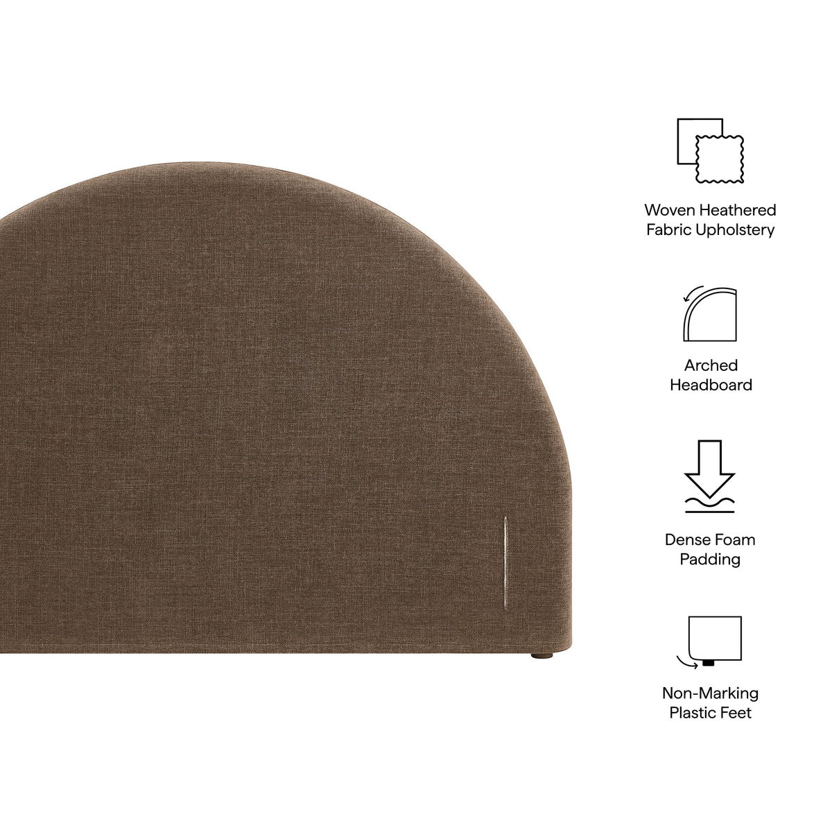 Resort King Size Upholstered Fabric Arched Headboard - Mocha