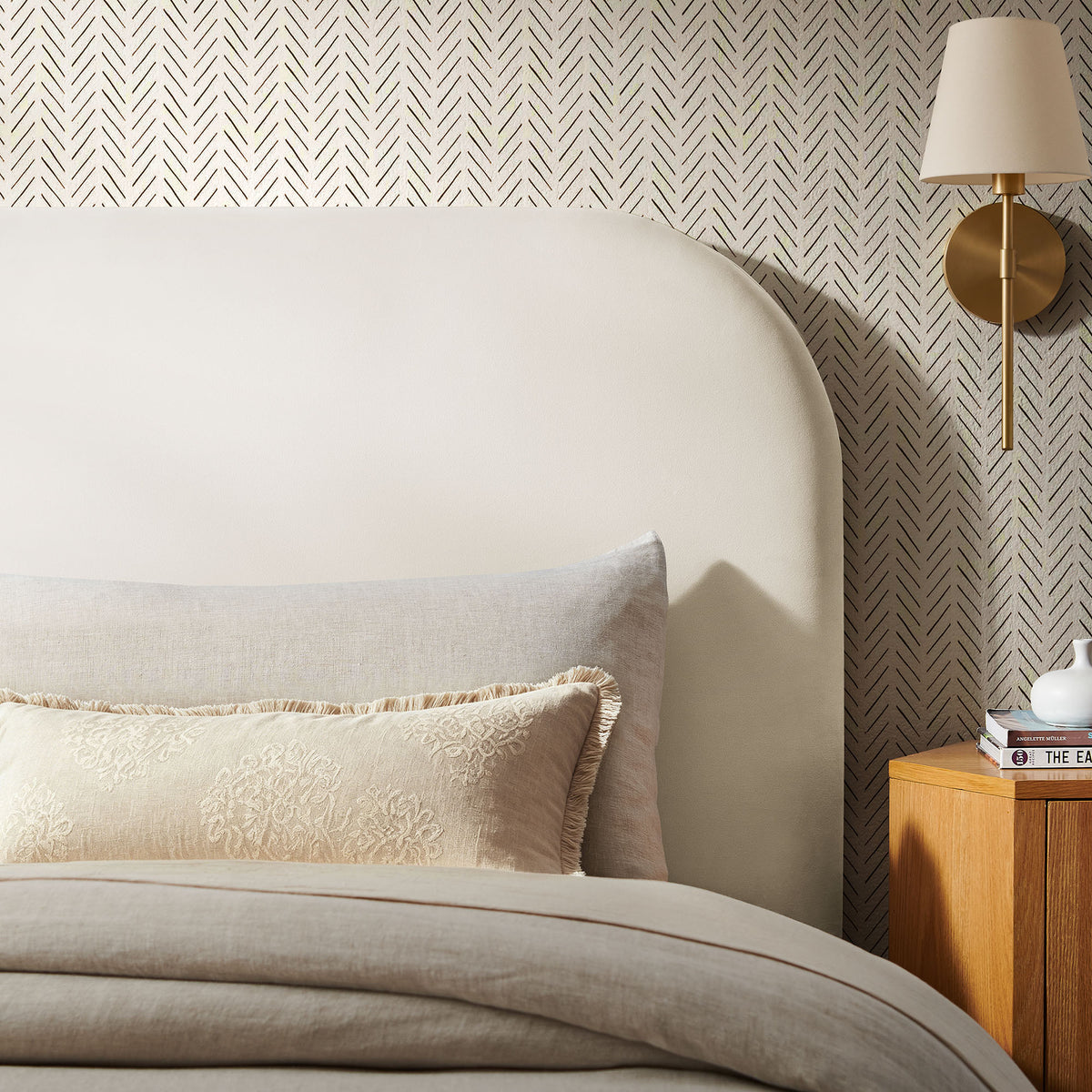 Keynote Twin Stain-Resistant Performance Velvet Headboard - Alabaster