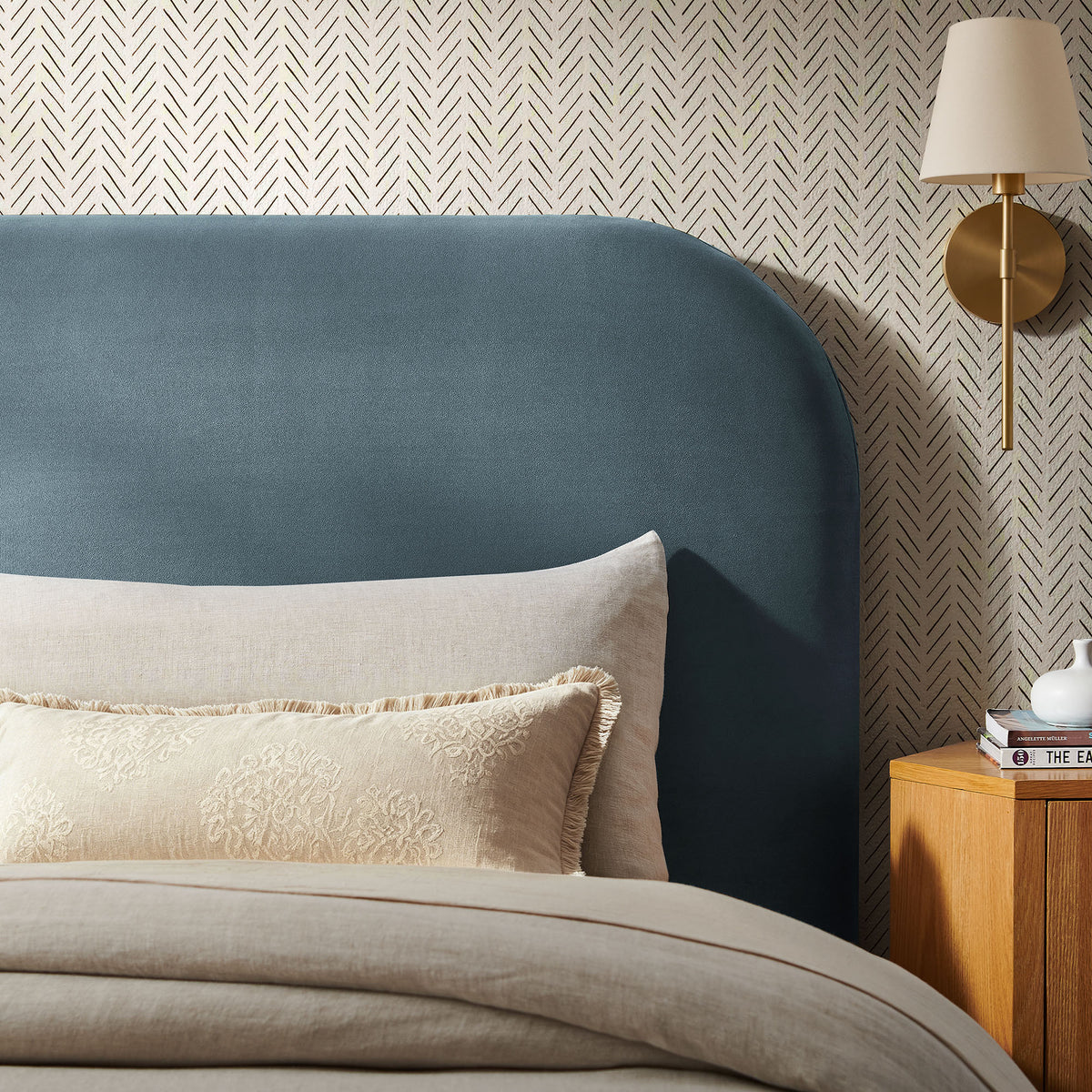 Keynote Twin Stain-Resistant Performance Velvet Headboard - Cadet Blue