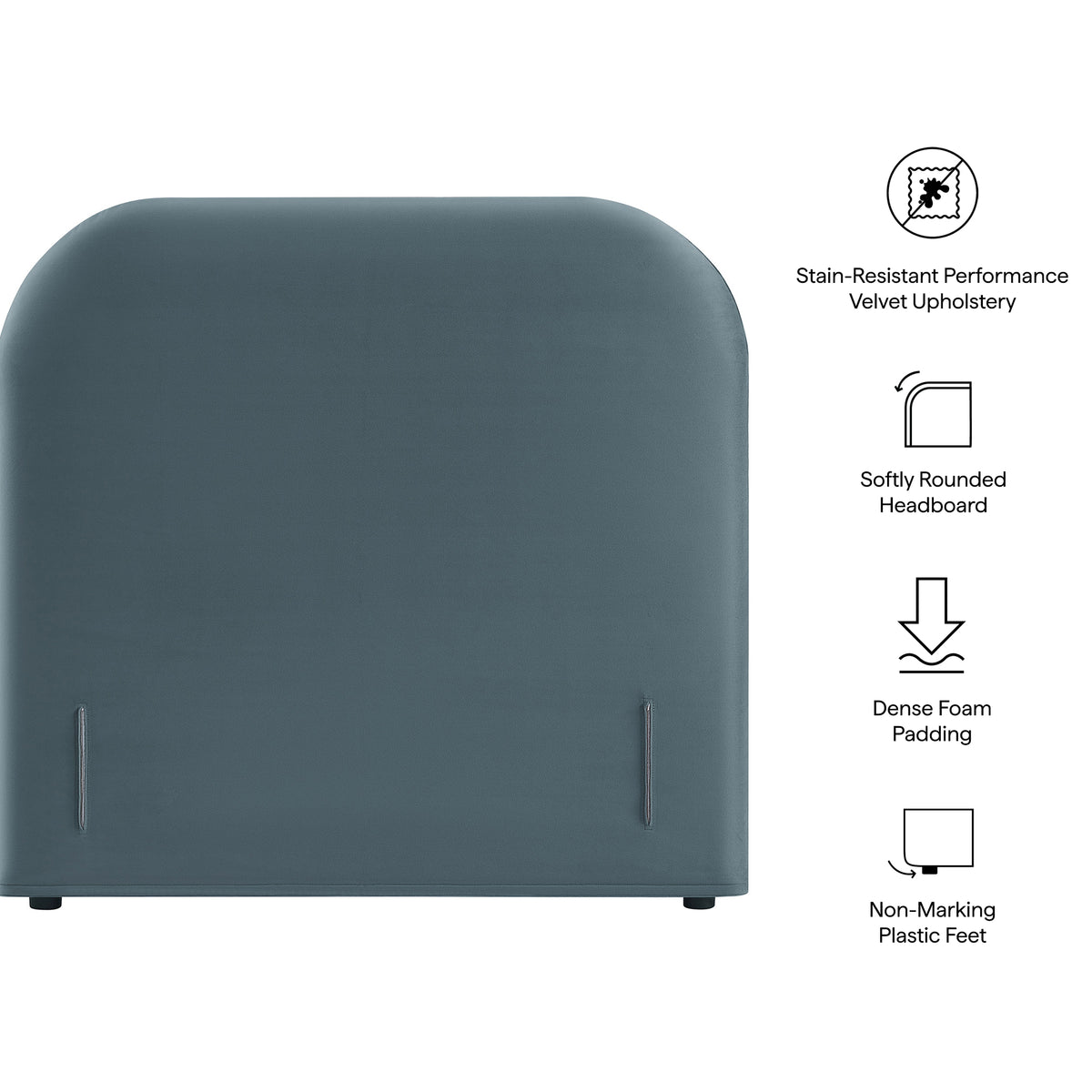 Keynote Twin Stain-Resistant Performance Velvet Headboard - Cadet Blue