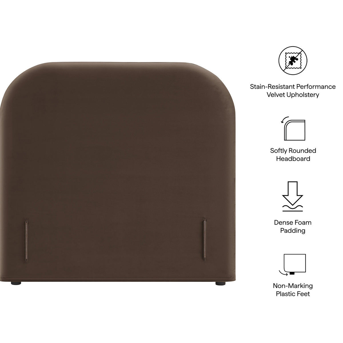Keynote Twin Stain-Resistant Performance Velvet Headboard - Chocolate Brown
