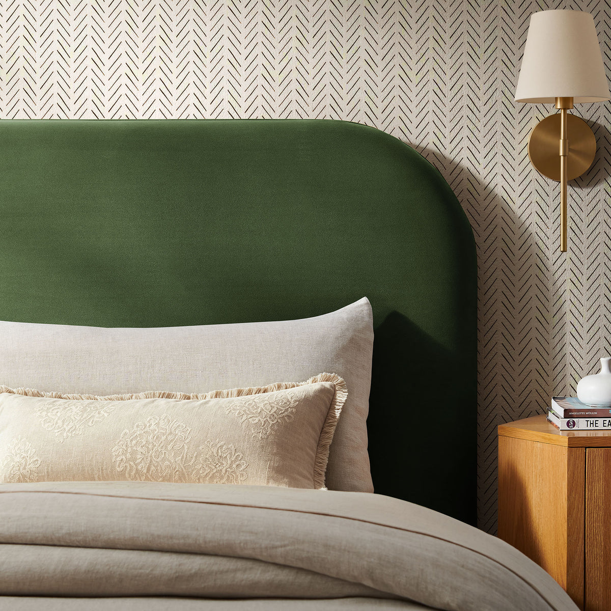 Keynote Twin Stain-Resistant Performance Velvet Headboard - Moss Green