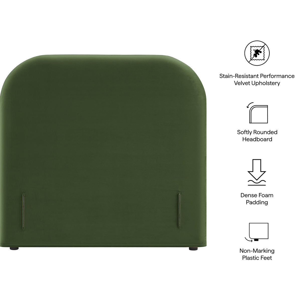 Keynote Twin Stain-Resistant Performance Velvet Headboard - Moss Green
