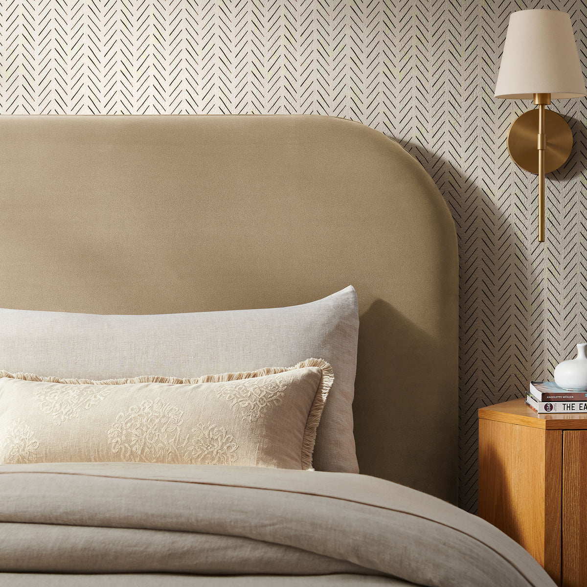 Keynote Twin Stain-Resistant Performance Velvet Headboard - Taupe