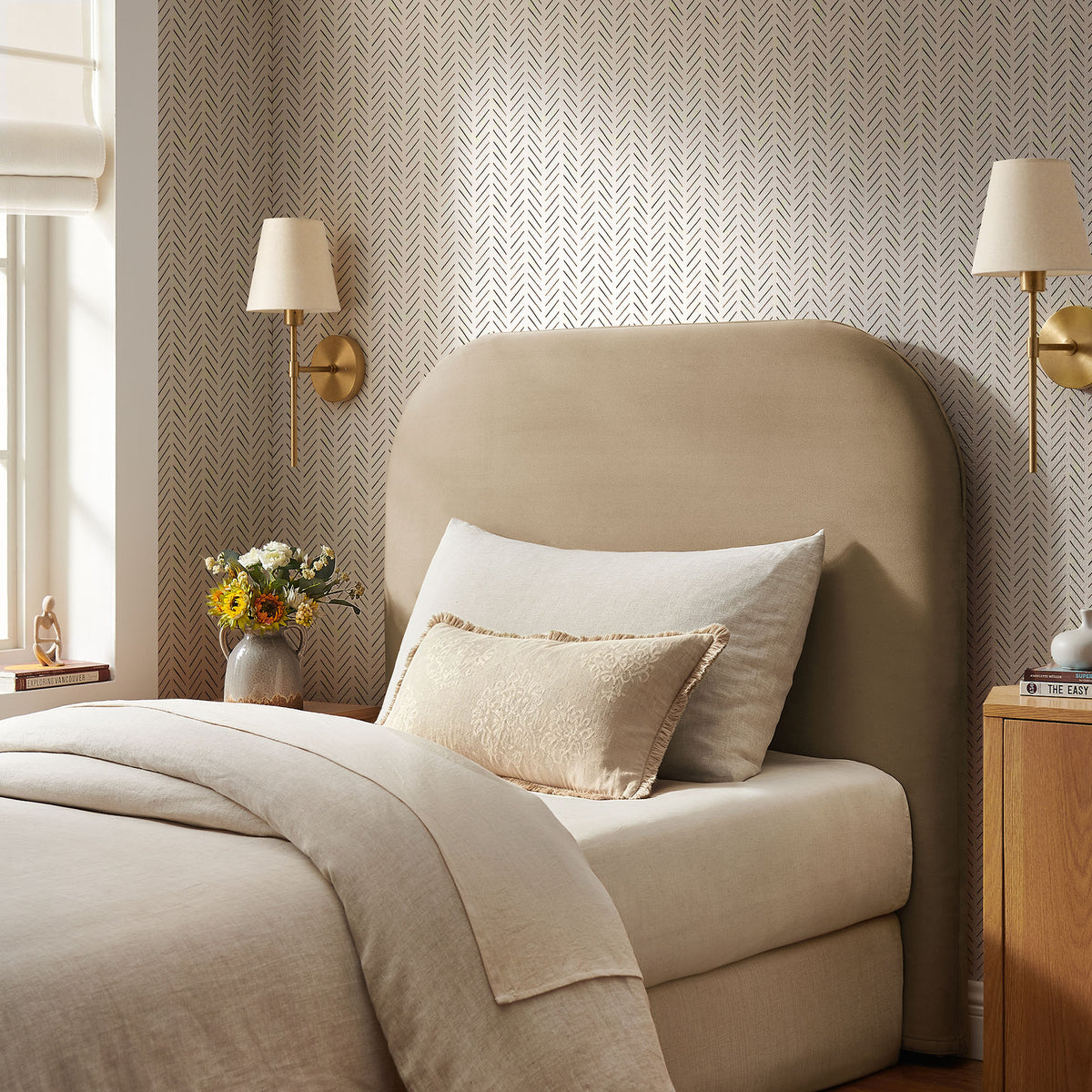 Keynote Twin Stain-Resistant Performance Velvet Headboard - Taupe