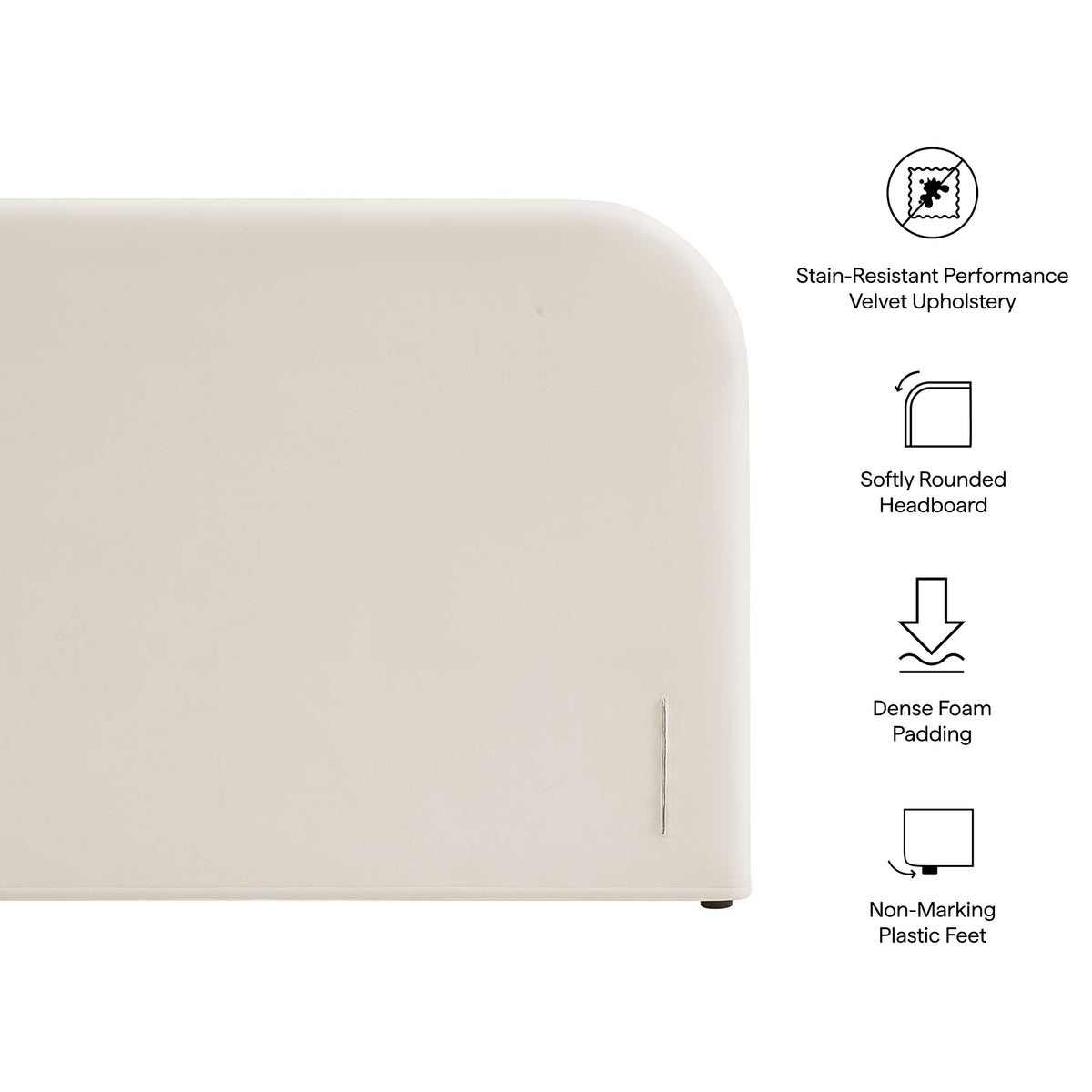Keynote Full Size Stain-Resistant Performance Velvet Headboard - Alabaster