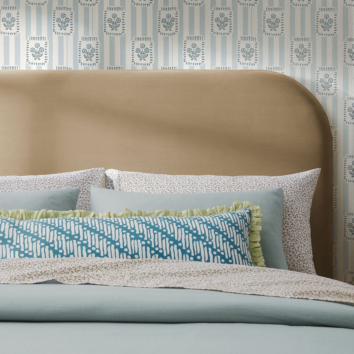 Keynote Full Size Stain-Resistant Performance Velvet Headboard - Taupe