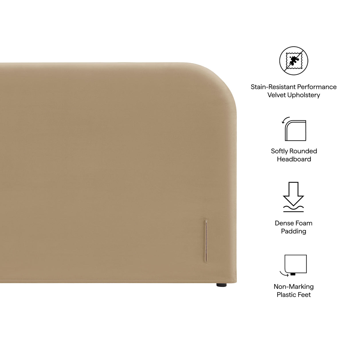 Keynote Queen Size Stain-Resistant Performance Velvet Headboard - Taupe