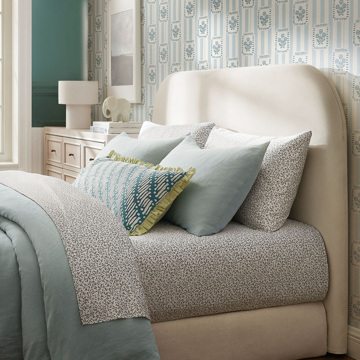 Keynote King Size Stain-Resistant Performance Velvet Headboard - Alabaster