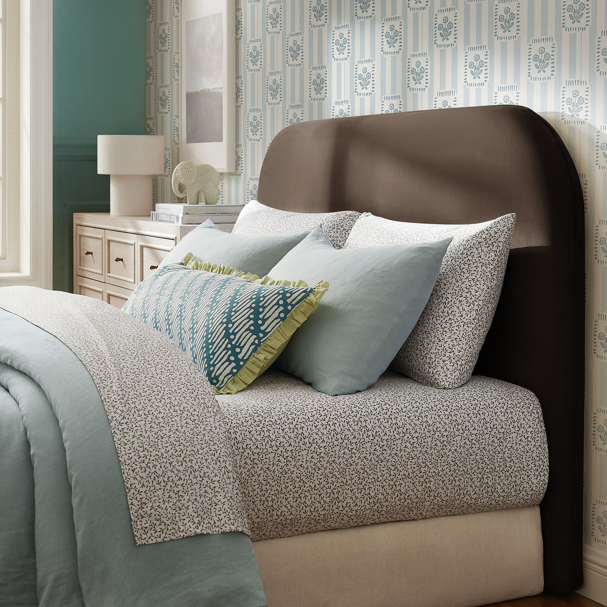 Keynote King Size Stain-Resistant Performance Velvet Headboard - Chocolate Brown