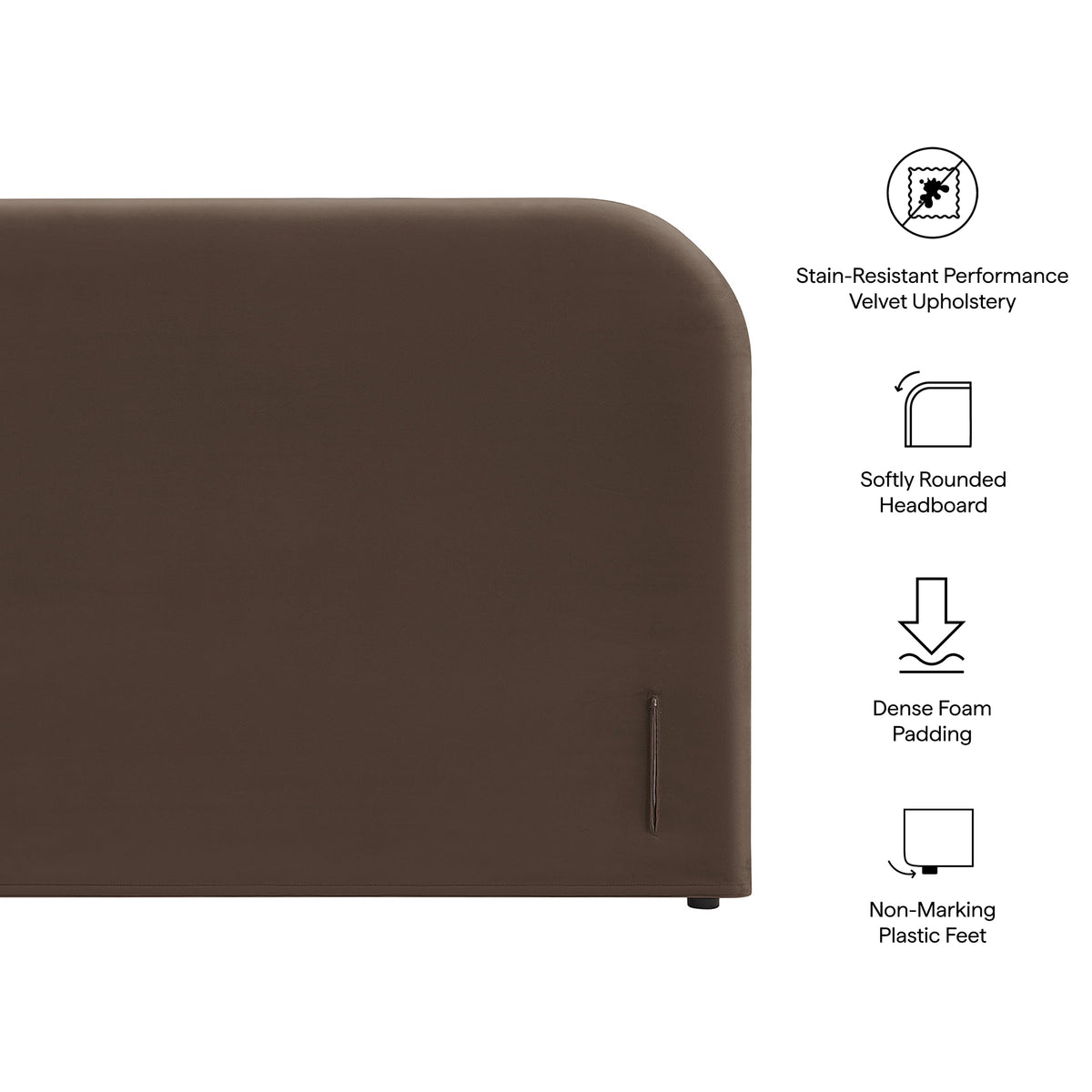 Keynote King Size Stain-Resistant Performance Velvet Headboard - Chocolate Brown