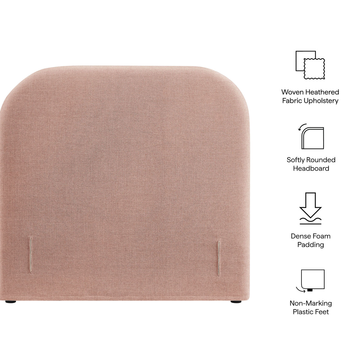 Keynote Twin Size Upholstered Fabric Headboard - Blush
