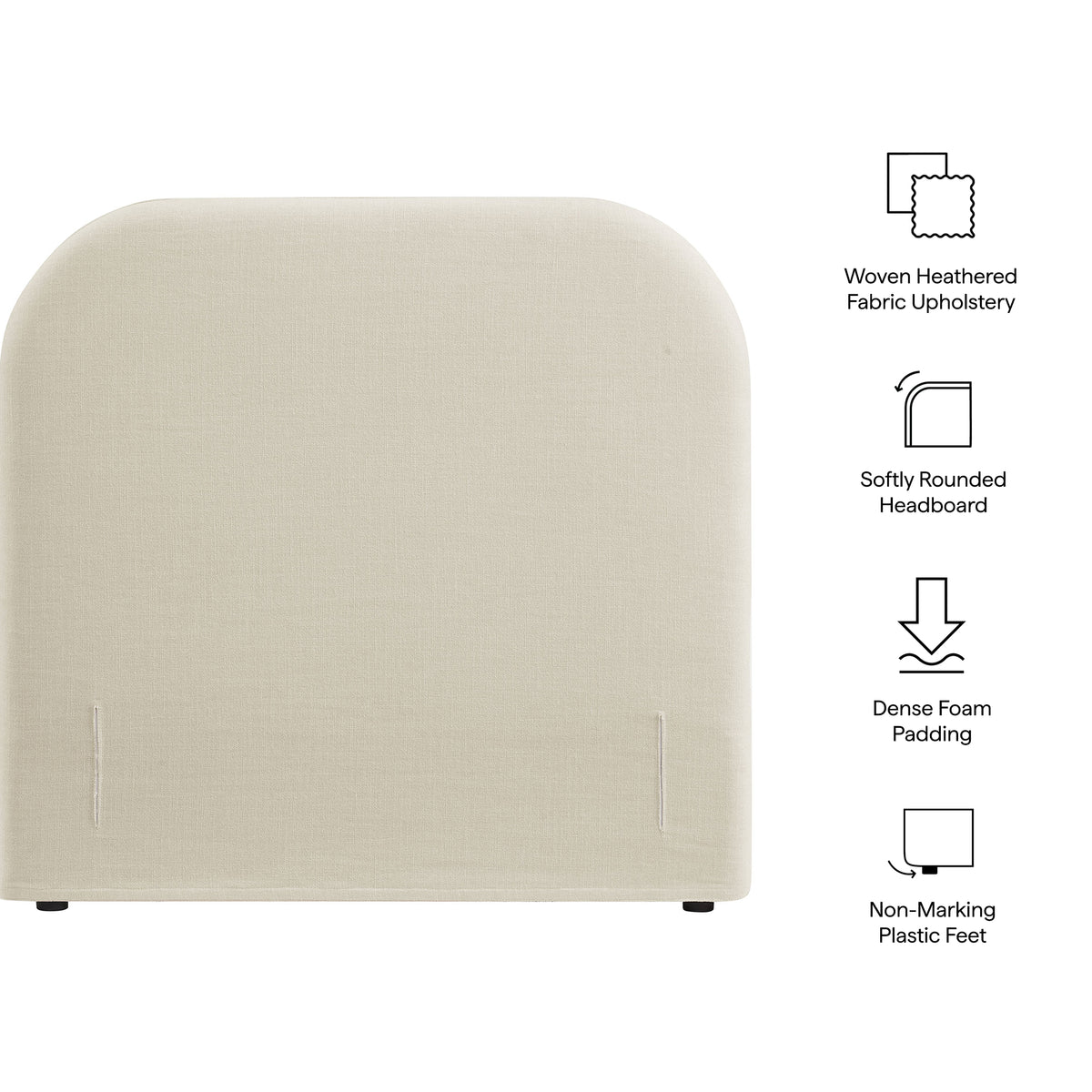 Keynote Twin Size Upholstered Fabric Headboard - Ecru