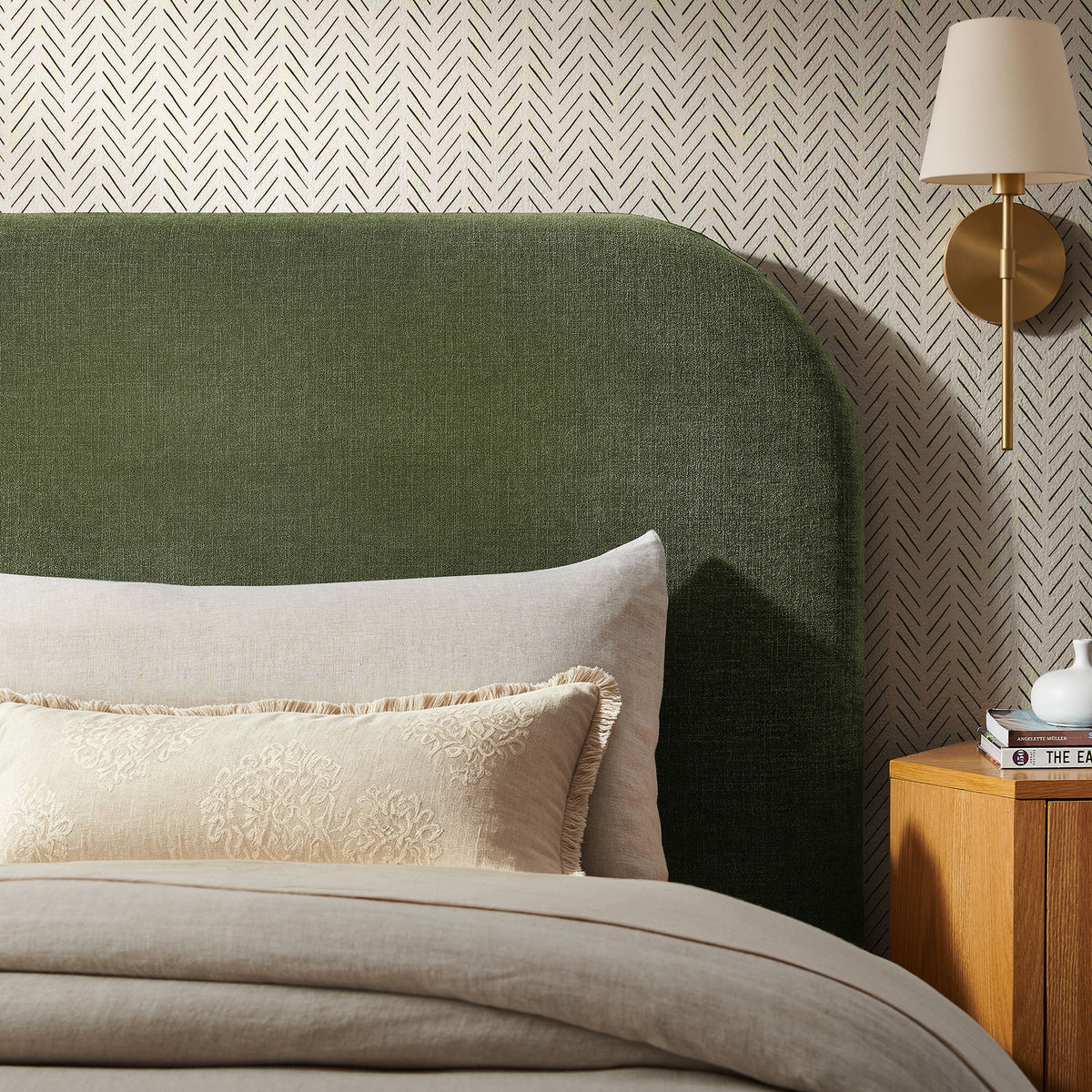 Keynote Twin Size Upholstered Fabric Headboard - Foliage