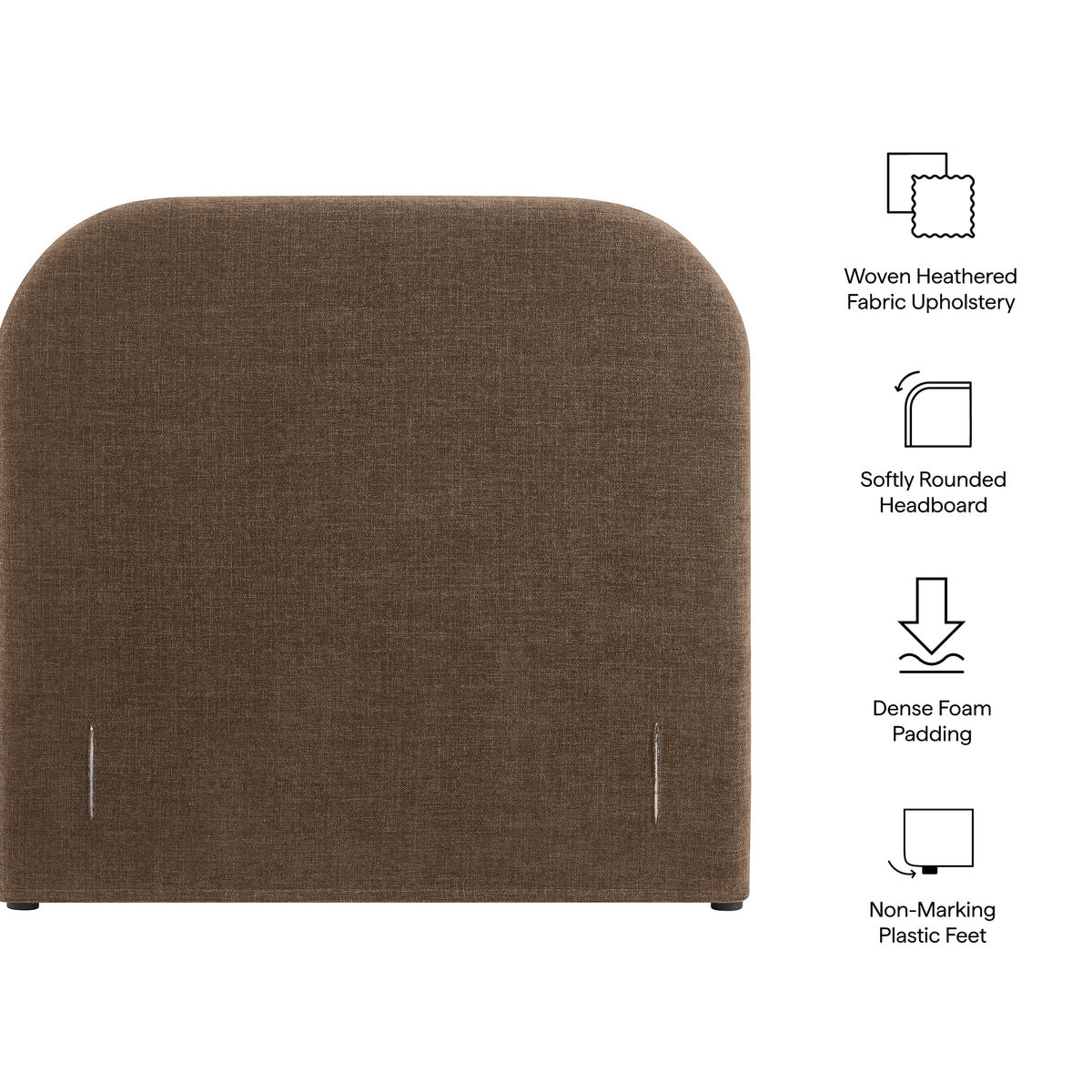 Keynote Twin Size Upholstered Fabric Headboard - Mocha