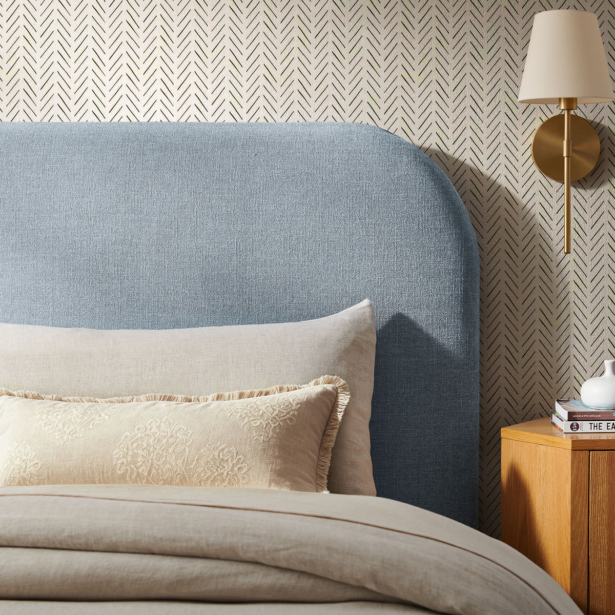 Keynote Twin Size Upholstered Fabric Headboard - Sky