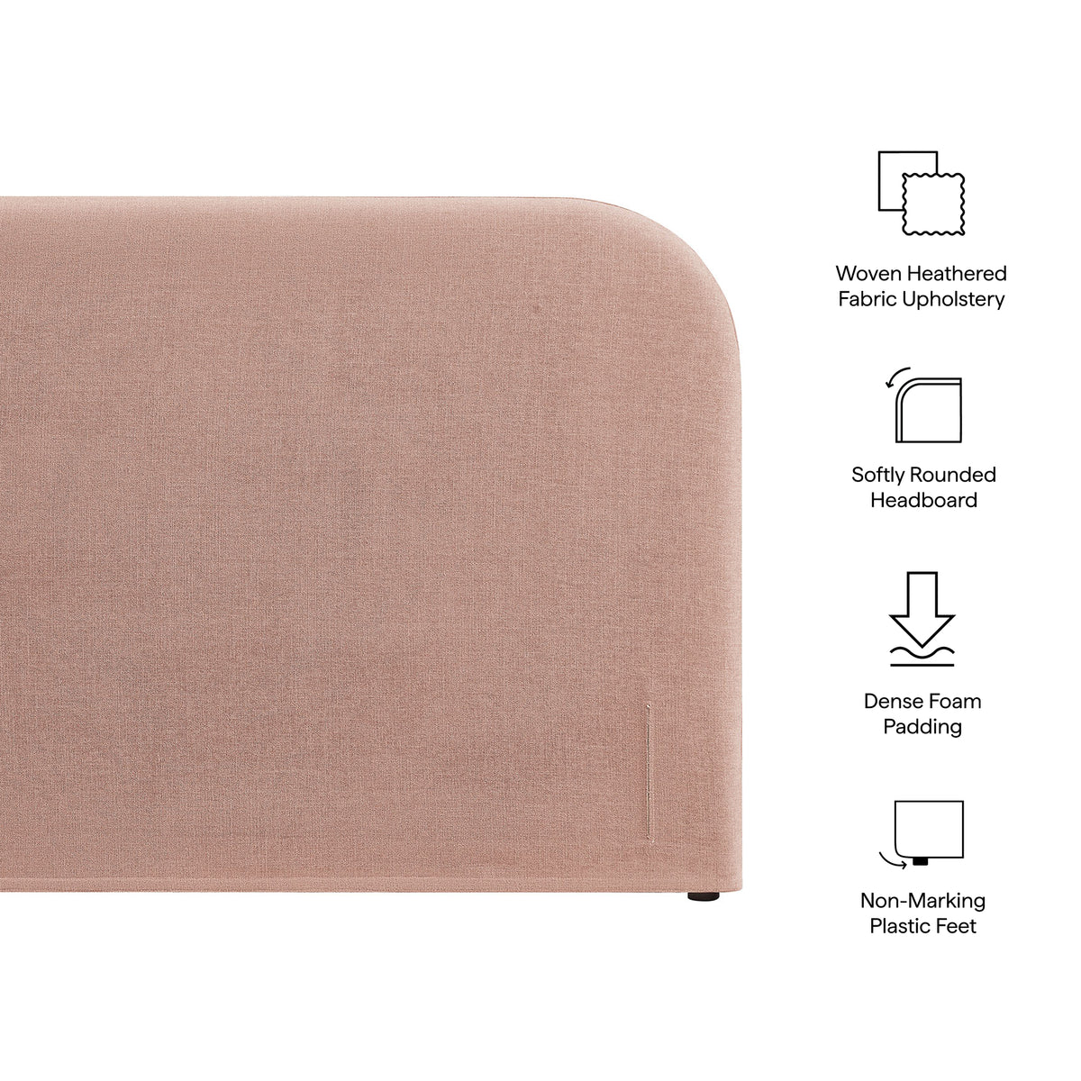 Keynote Full Size Upholstered Fabric Headboard - Blush