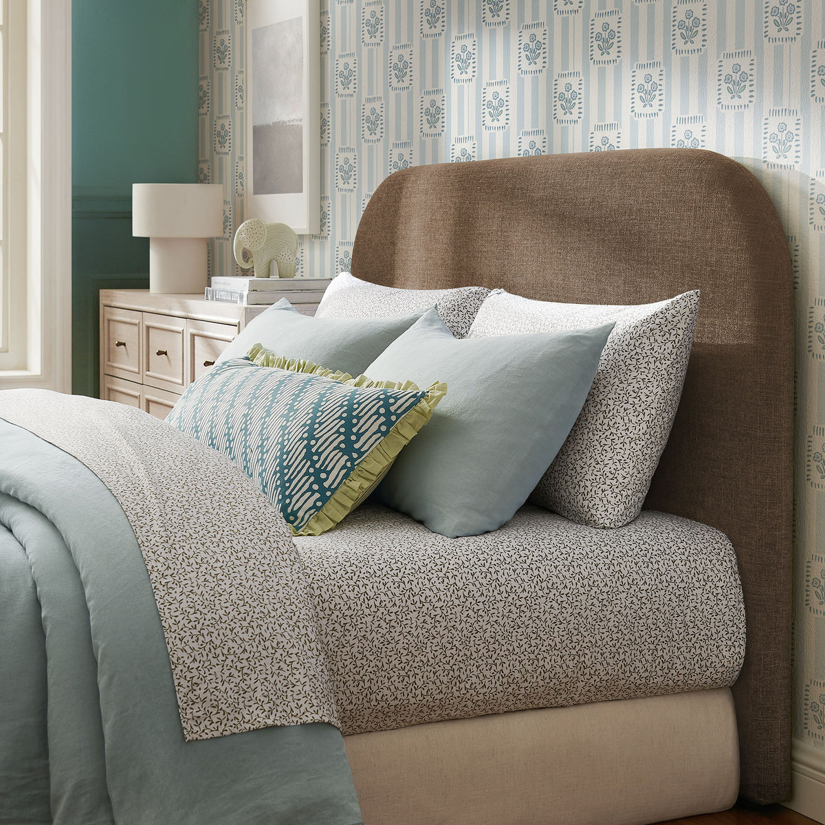 Keynote Full Size Upholstered Fabric Headboard - Mocha