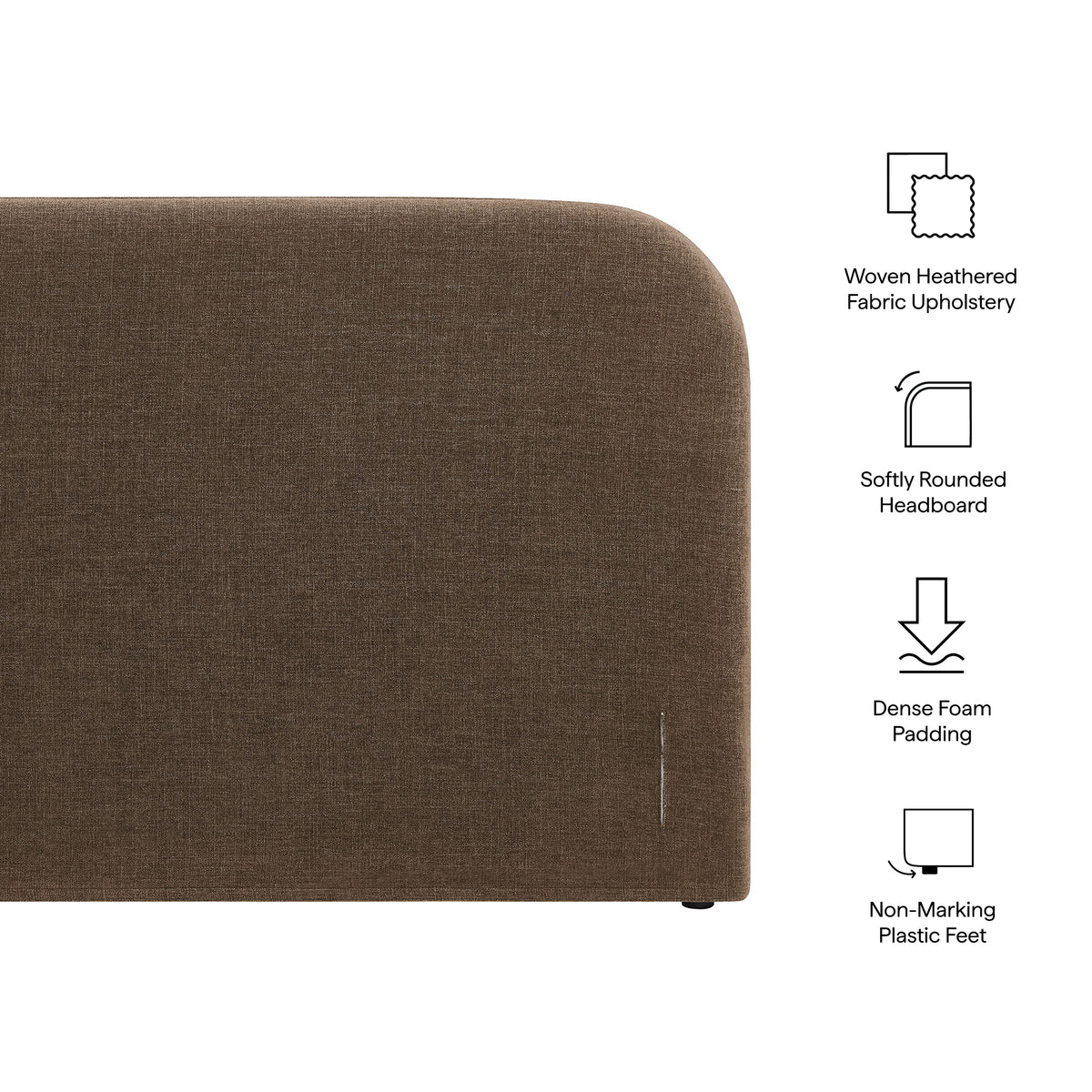 Keynote Full Size Upholstered Fabric Headboard - Mocha