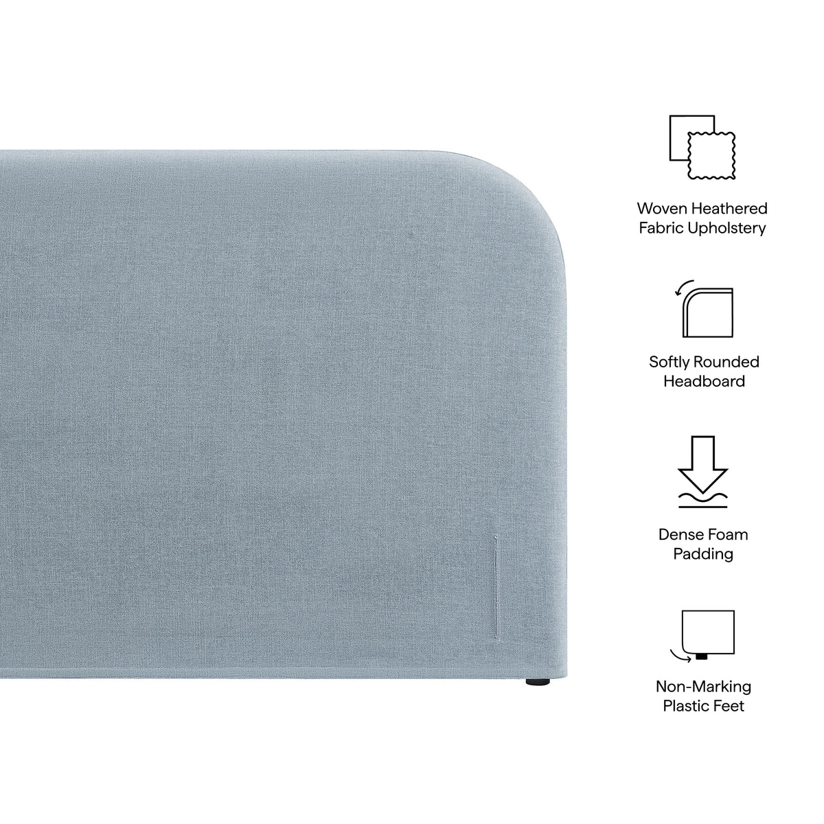 Keynote Queen Size Upholstered Fabric Headboard - Sky