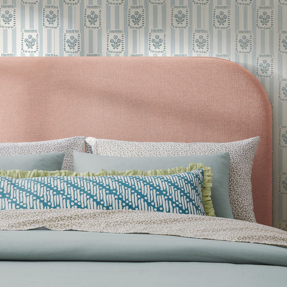 Keynote King Size Upholstered Fabric Headboard - Blush