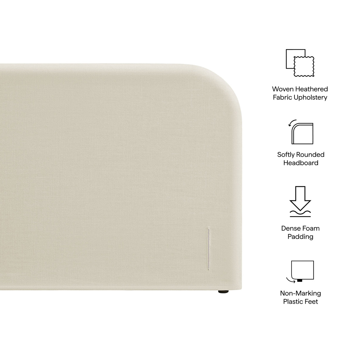 Keynote King Size Upholstered Fabric Headboard - Ecru