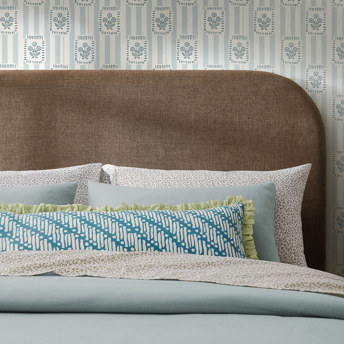 Keynote King Size Upholstered Fabric Headboard - Mocha
