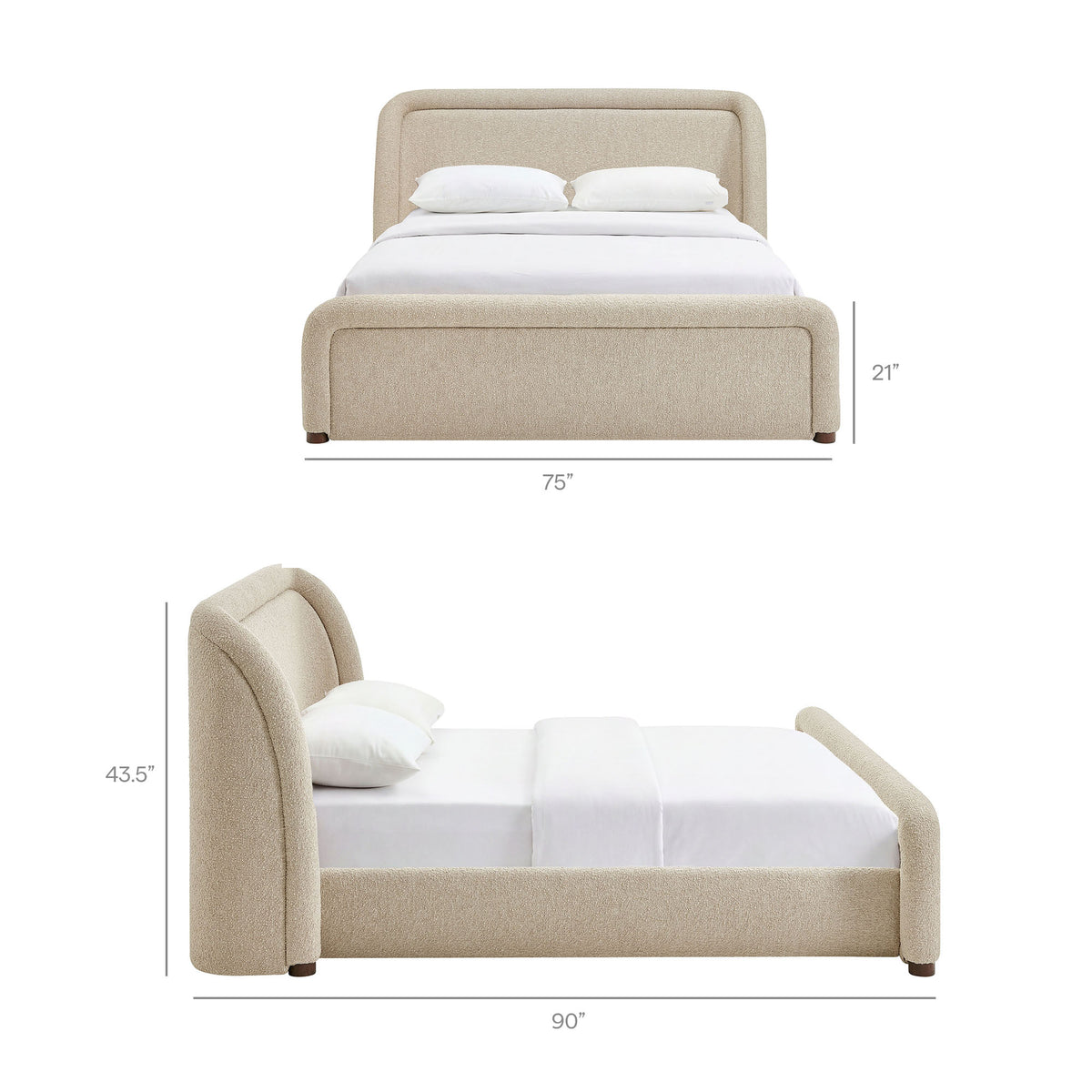 Tasmin Queen Upholstered Fabric Platform Bed - Linen