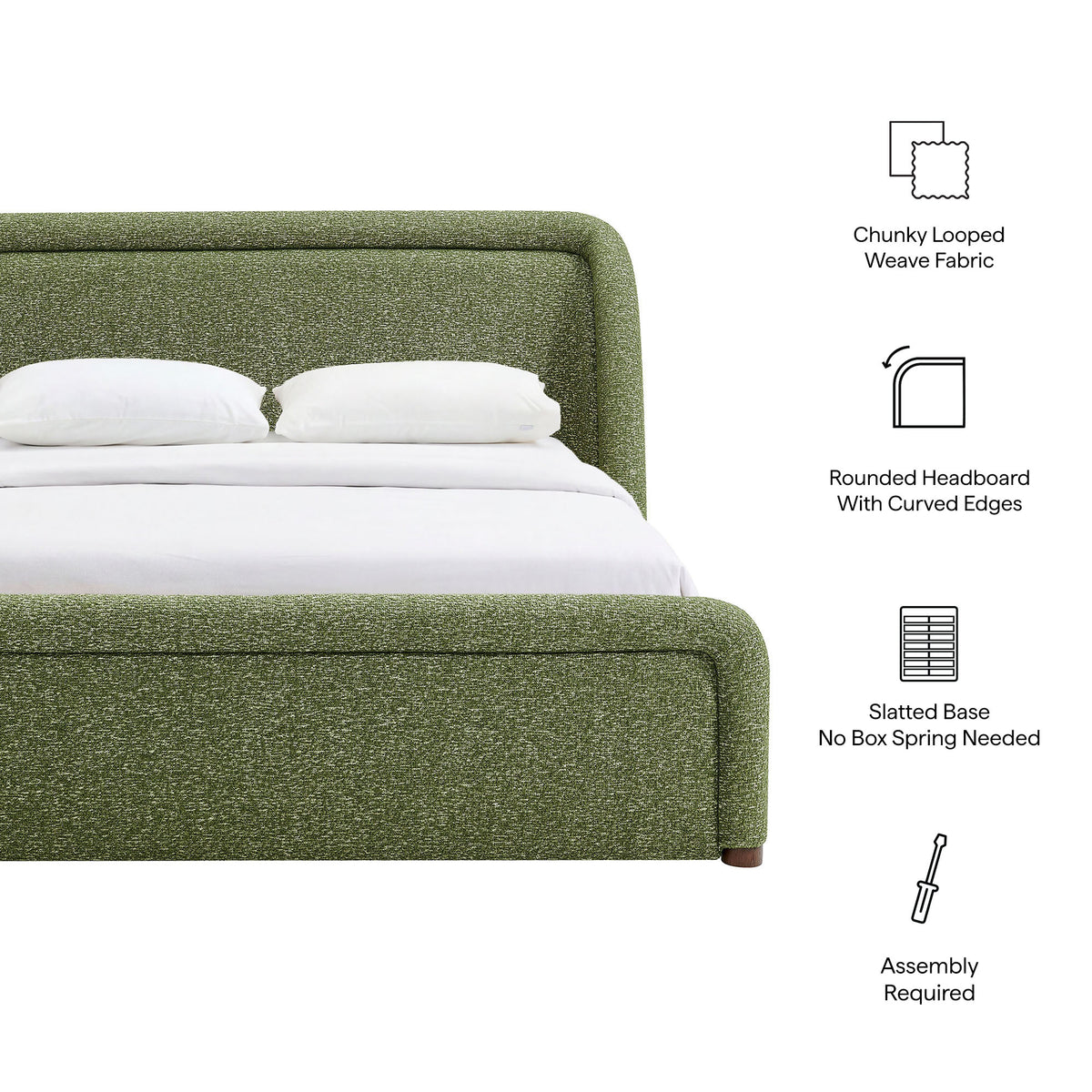 Tasmin Queen Upholstered Fabric Platform Bed - Olive