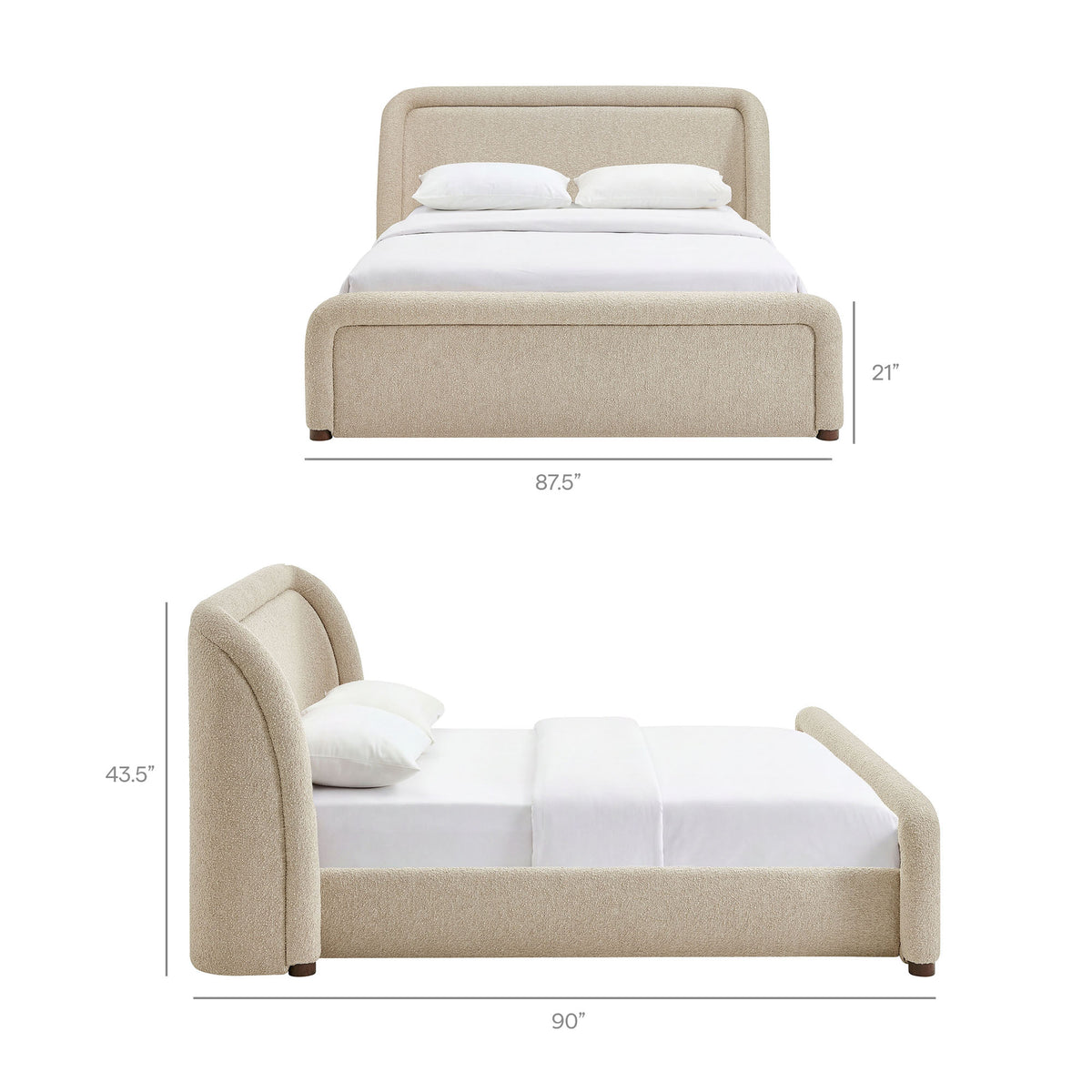 Tasmin King Upholstered Fabric Platform Bed - Linen