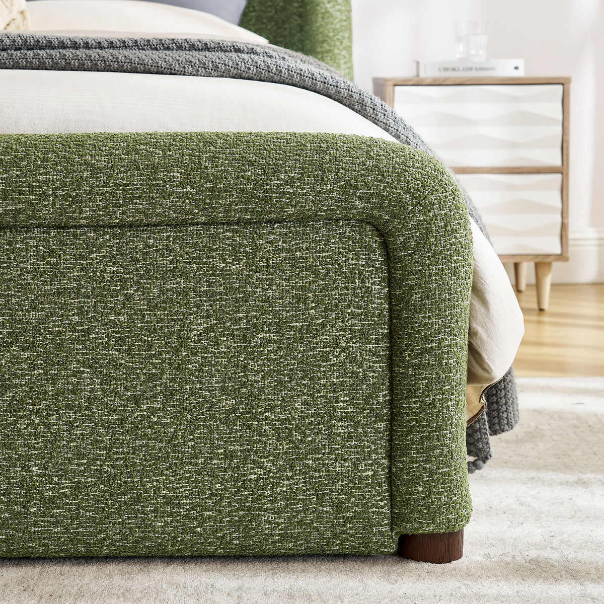 Tasmin King Upholstered Fabric Platform Bed - Olive