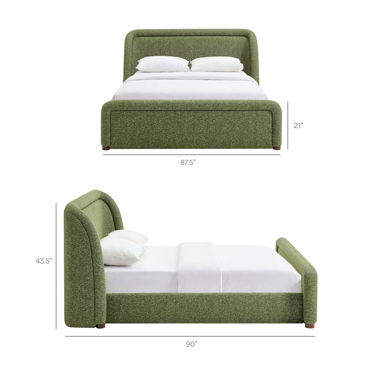 Tasmin King Upholstered Fabric Platform Bed - Olive