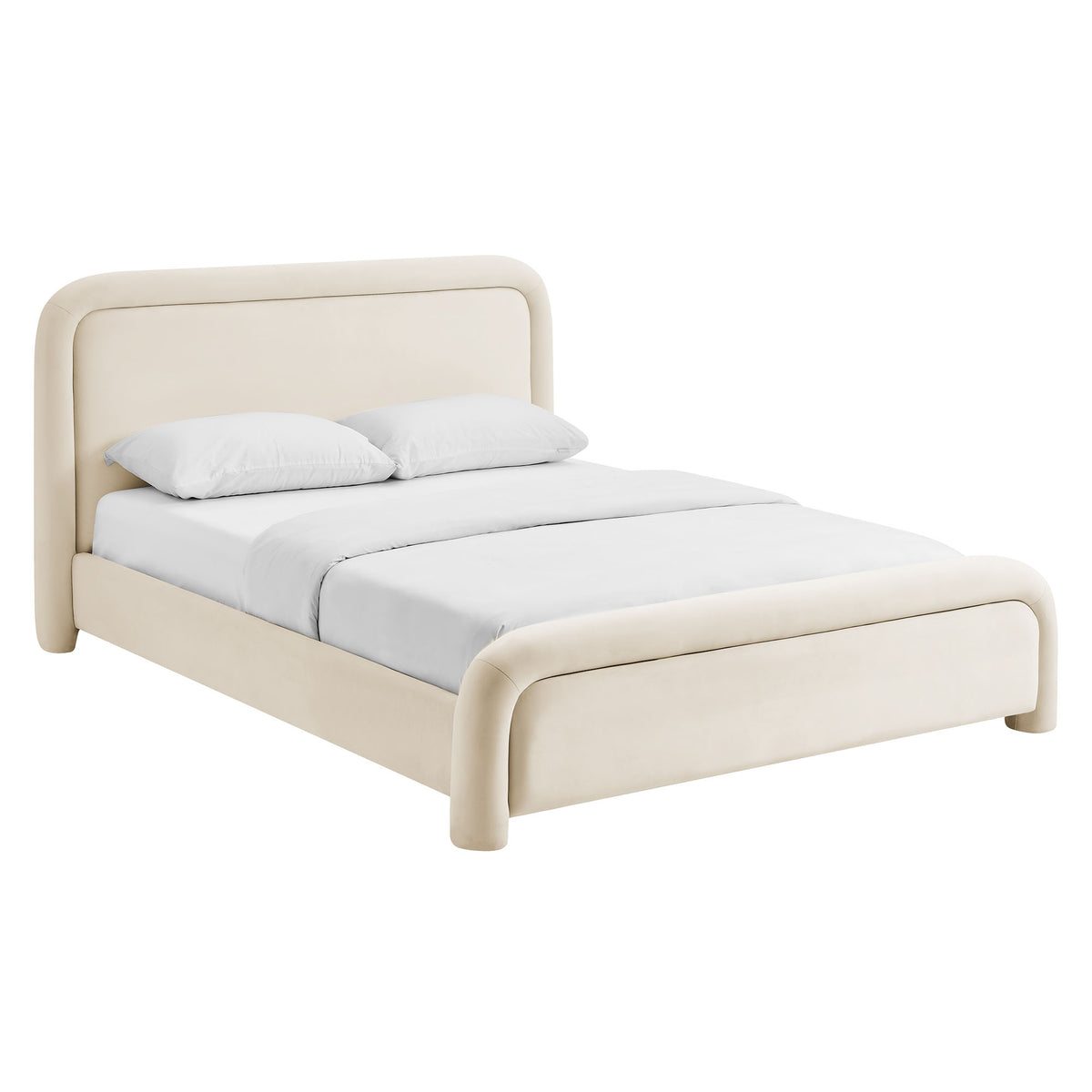 Beck Queen Performance Velvet Platform Bed - Alabaster