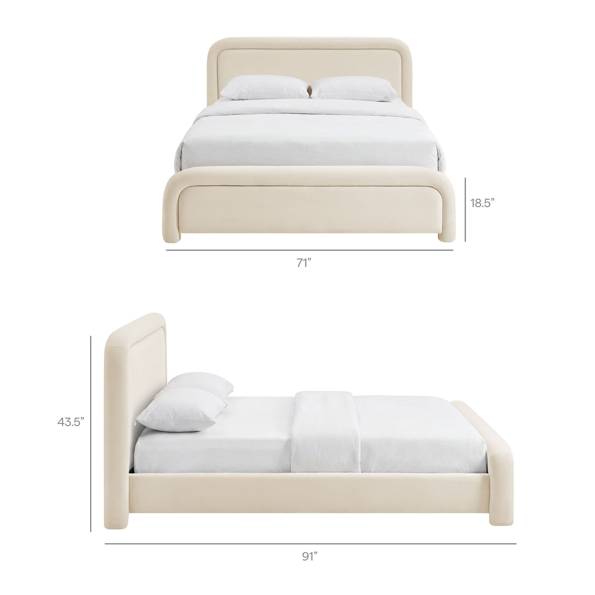 Beck Queen Performance Velvet Platform Bed - Alabaster