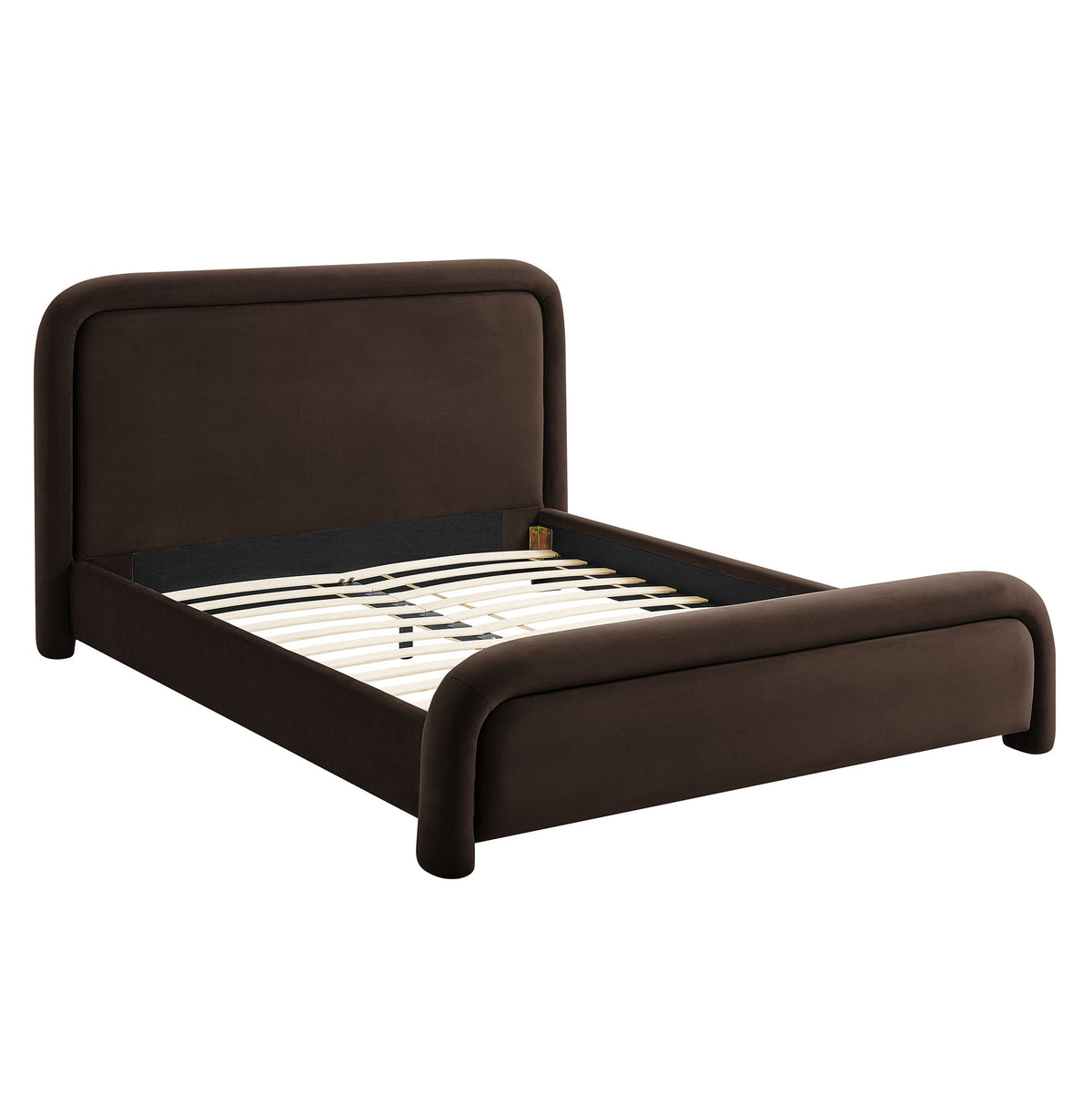 Beck Queen Performance Velvet Platform Bed - Chocolate Brown