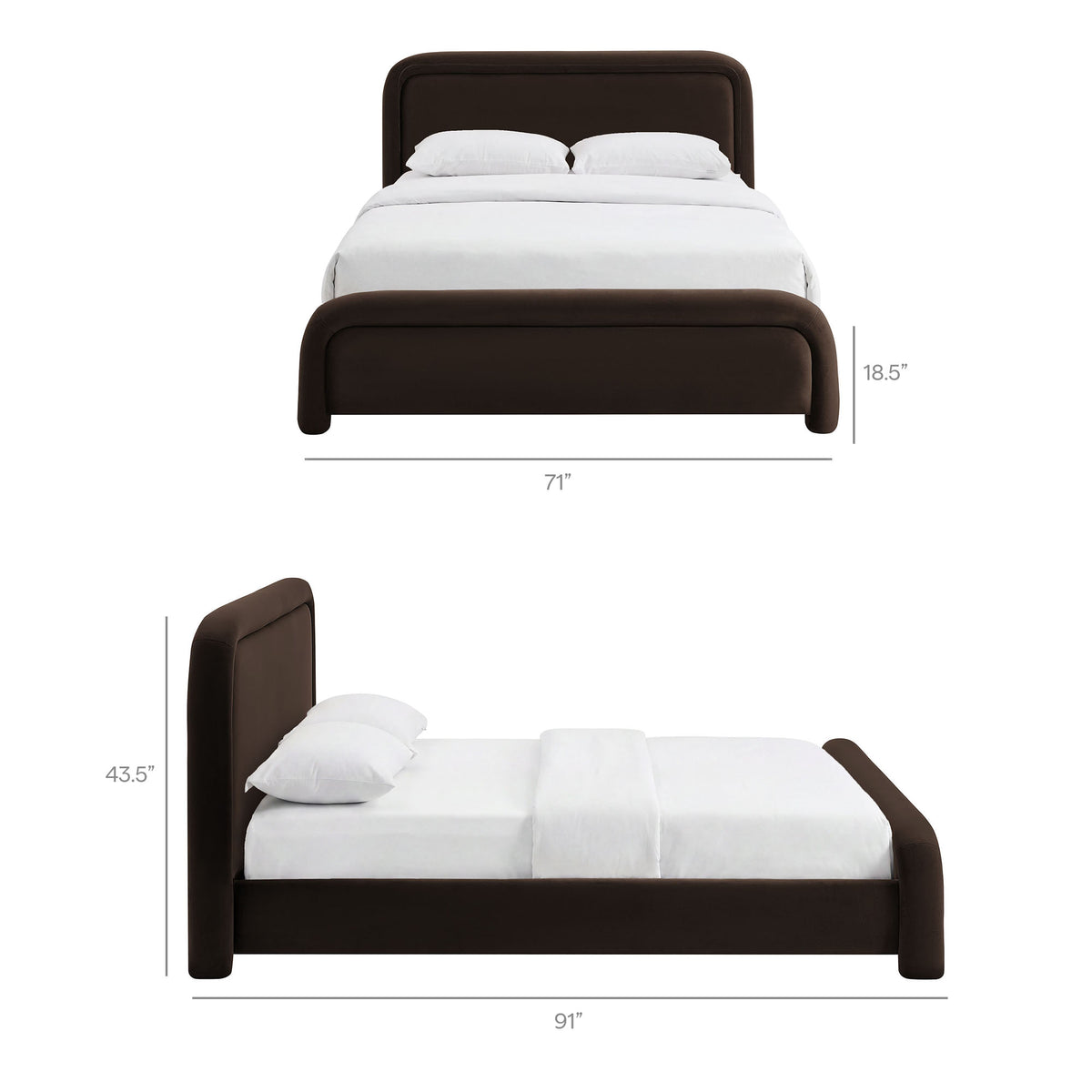 Beck Queen Performance Velvet Platform Bed - Chocolate Brown