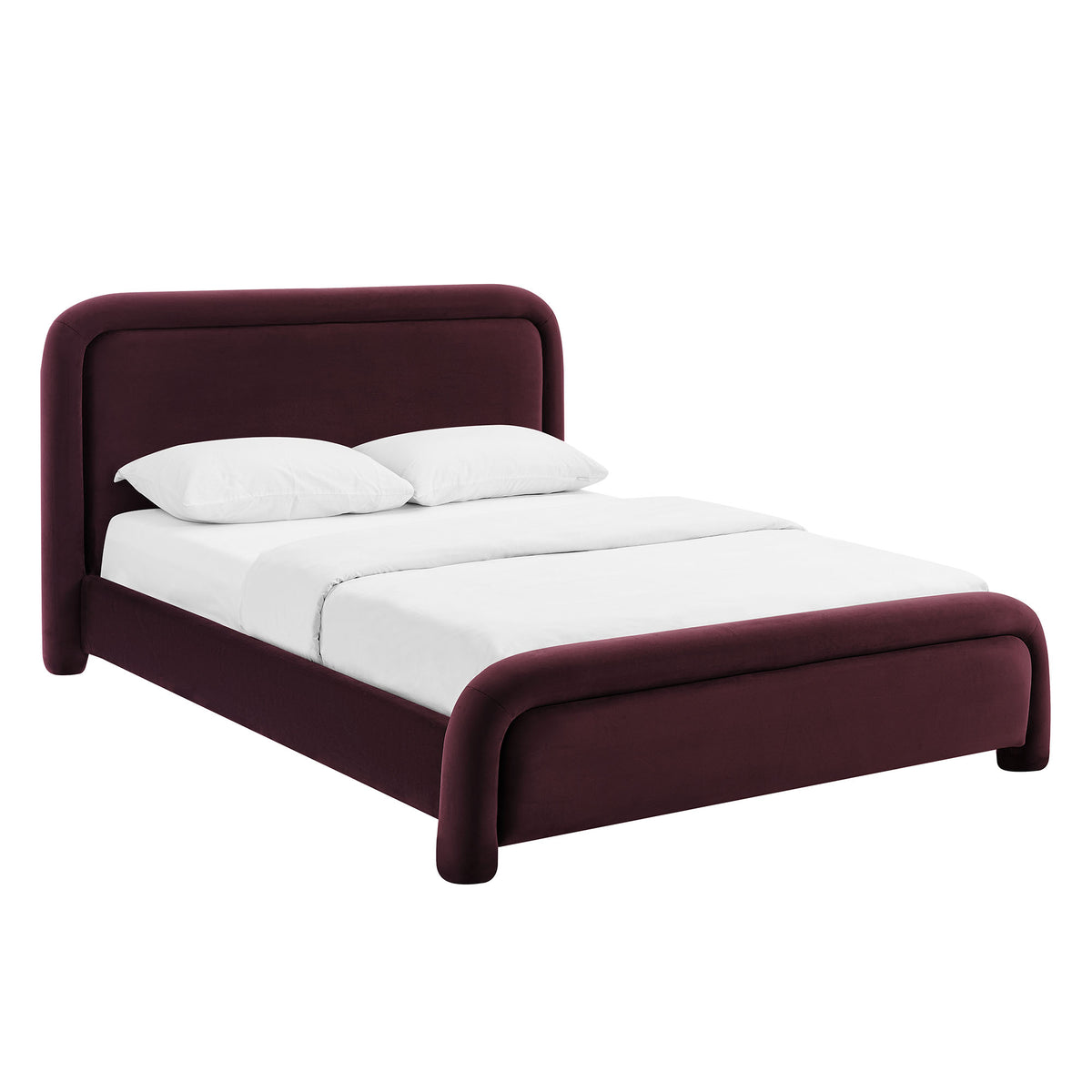 Beck Queen Performance Velvet Platform Bed - Mulberry