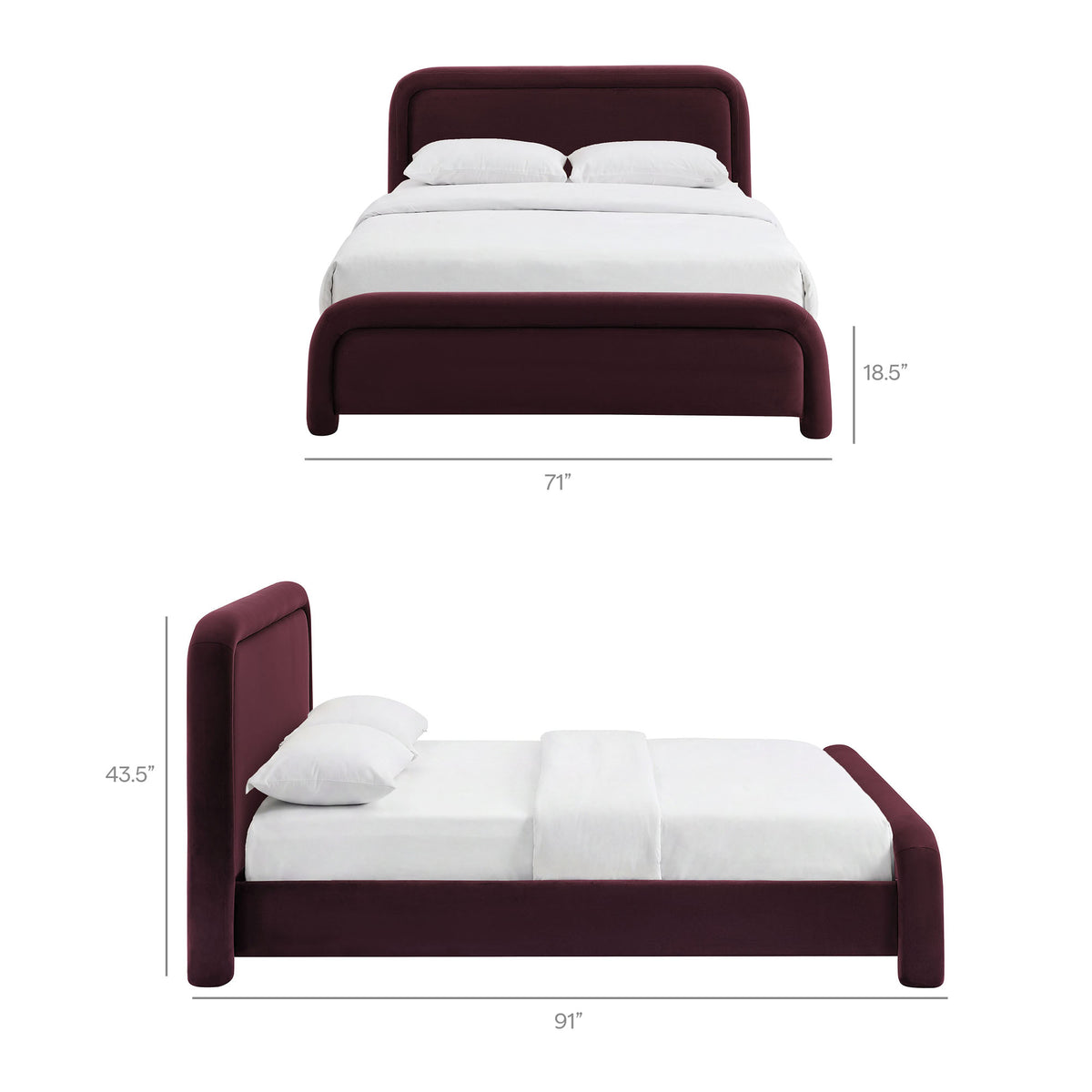 Beck Queen Performance Velvet Platform Bed - Mulberry